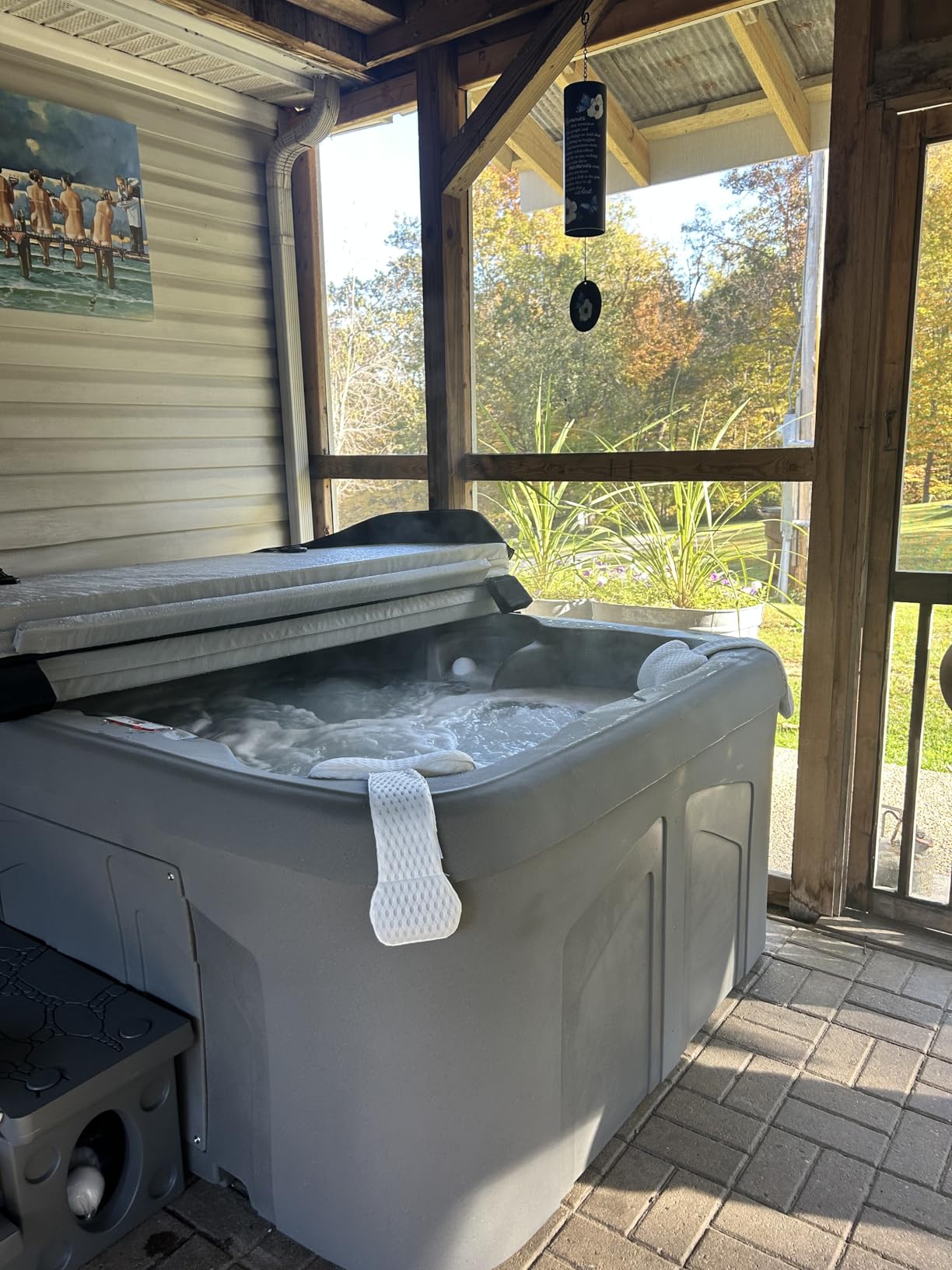 Lifesmart 4-Person Plug & Play Square Hot Tub Spa with 13 Jets, 1.0 HP Pump, Thermal Cover and LED Light, Outdoor Spa, Taupe customer photo 1