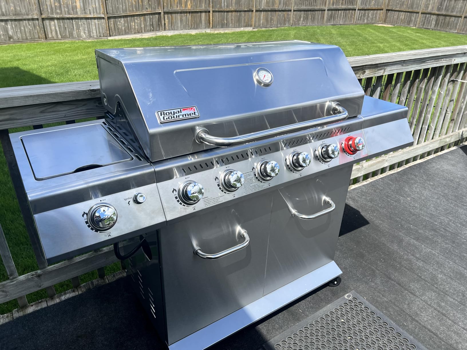 Royal Gourmet GA6402S 6-Burner Propane Gas Grill with Side Burner and Warming Rack, 74,000 BTUs, Cabinet Style Outdoor BBQ Grill, Silver customer photo 1