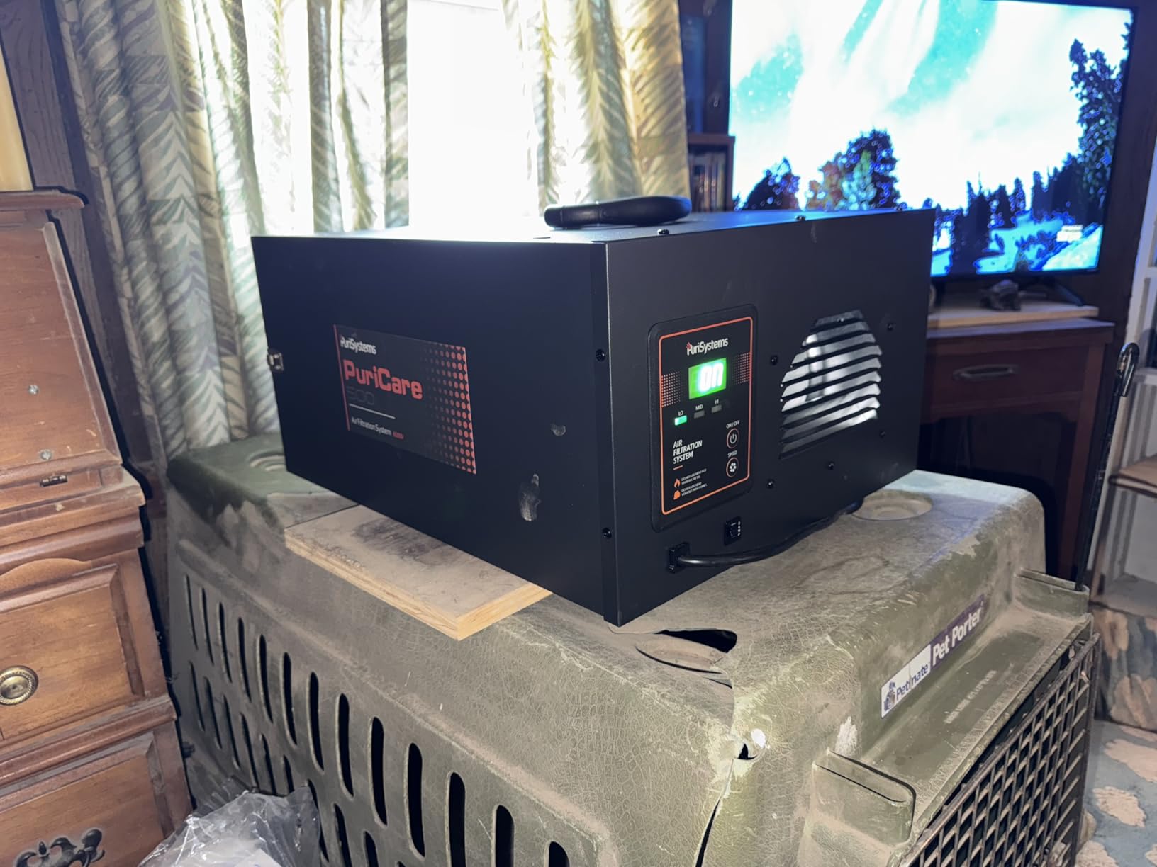 PURISYSTEMS Air Filtration System 3-Speed Remote, Built-in Ionizer, PuriCare 500IG Hanging Air Filter w/RF Remote for Woodworking, Garage and Shop Dust Collector, up to 500 sq. ft customer photo 1