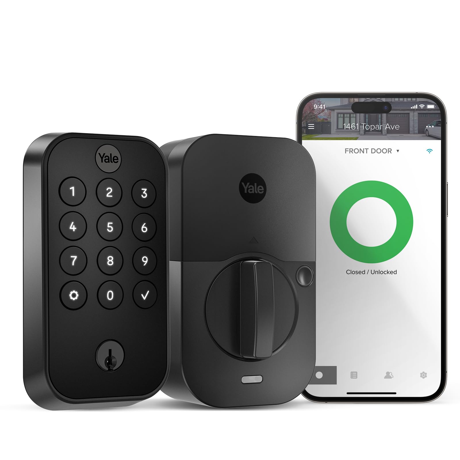 Yale Security Assure Lock 2 Deadbolt, Black Suede Keyed Smart Entry Door Lock with Wi-Fi Connected Keypad for Code Entry and Remote Access, YRD410-WF1-BSP customer photo 1