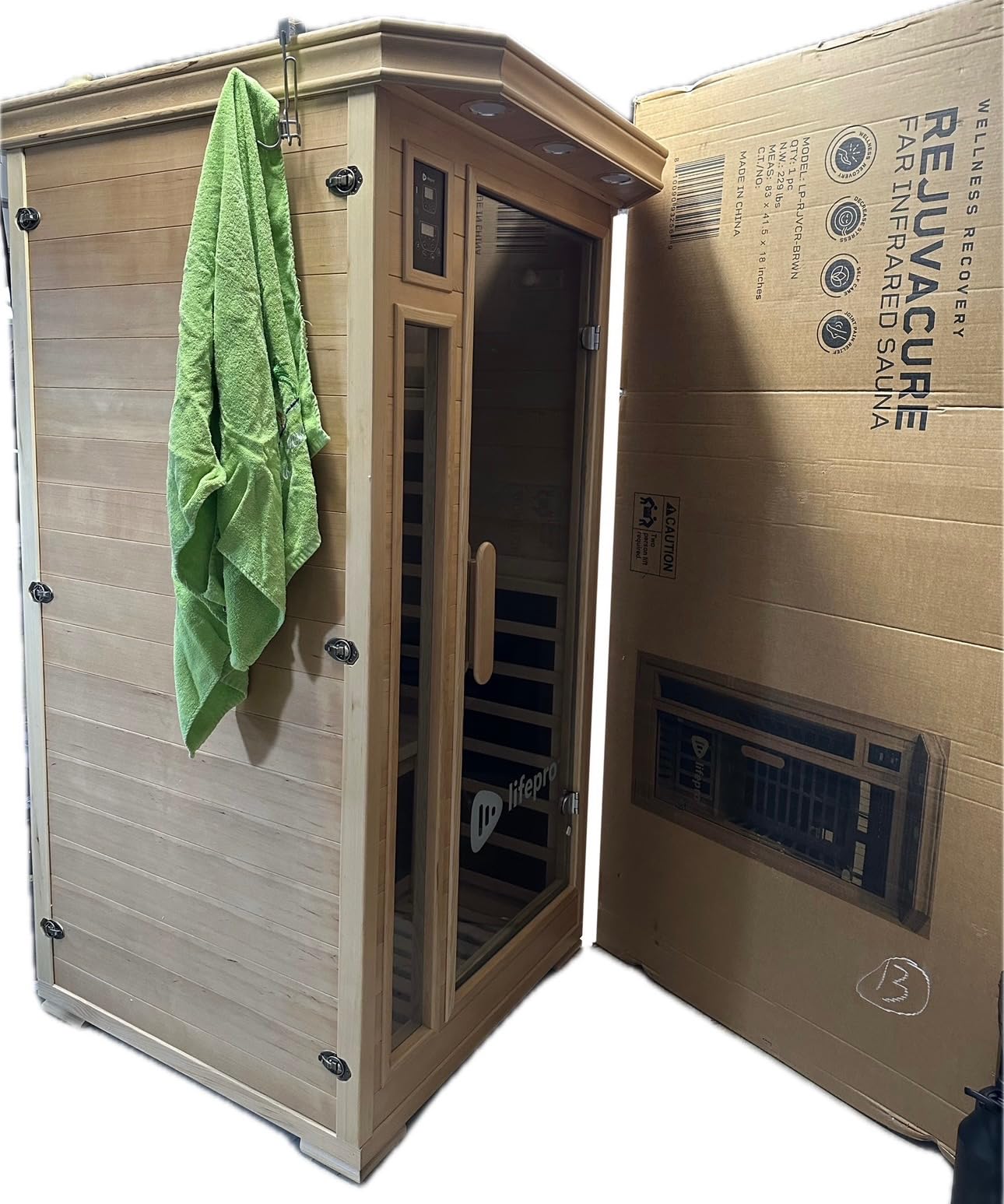 LifePro Rejuvacure 1 or 2 Person Indoor Sauna - Far Infrared Sauna for Home with Chromotherapy Lights, Carbon Fiber Panels, Tempered Glass Door, Canadian Hemlock Wood and Bluetooth Sound System customer photo 2
