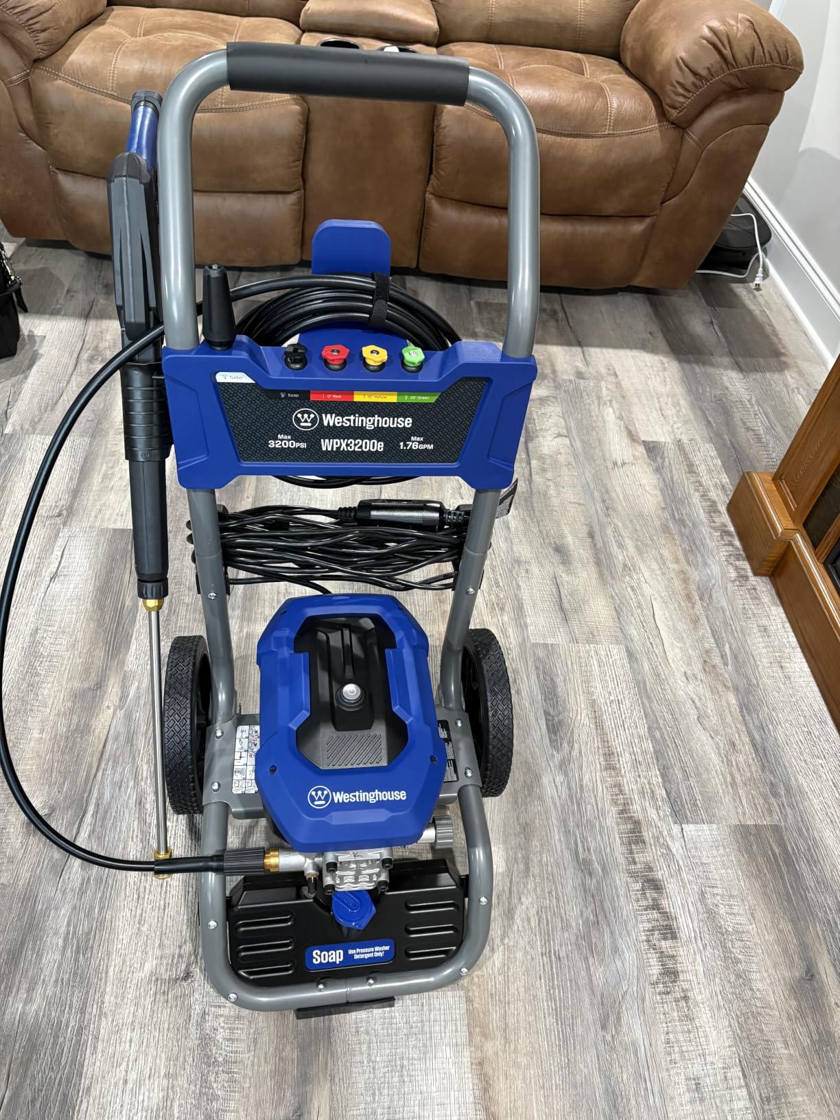 Westinghouse WPX3200e Electric Pressure Washer, 3200 Max PSI and 1.76 Max GPM, Universal Motor, Onboard Soap Tank, Spray Gun and Wand, 5 Nozzle Set, for Cars/Fences/Driveways/Homes/Patios/Furniture customer photo 1