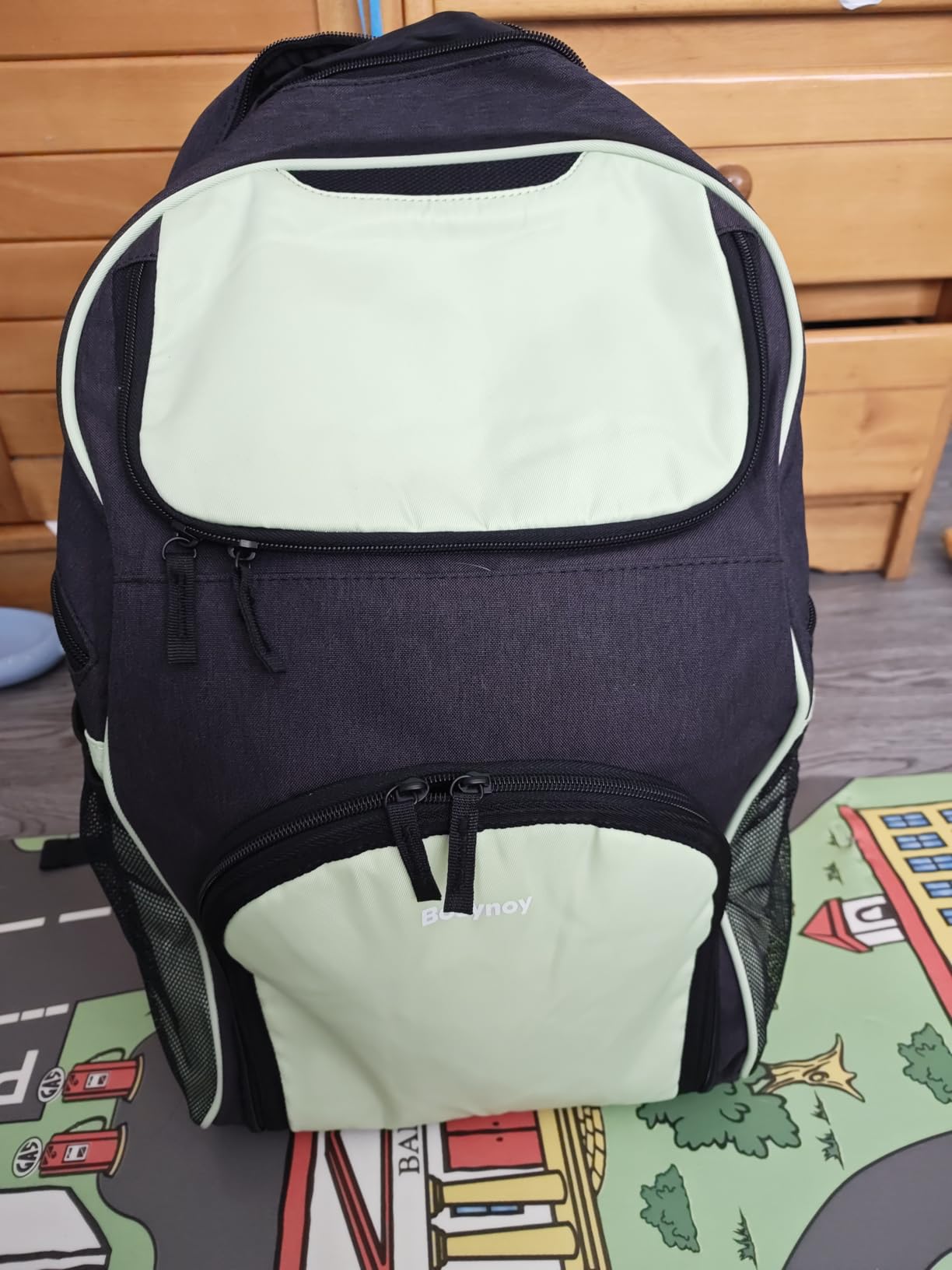 Bosynoy Bowling Backpack, Bowling Ball Bag Totes for Single Ball with Shoe Compartment & Foam Padded, Fits Shoes Up to US Mens Size 16, Grey customer photo 2