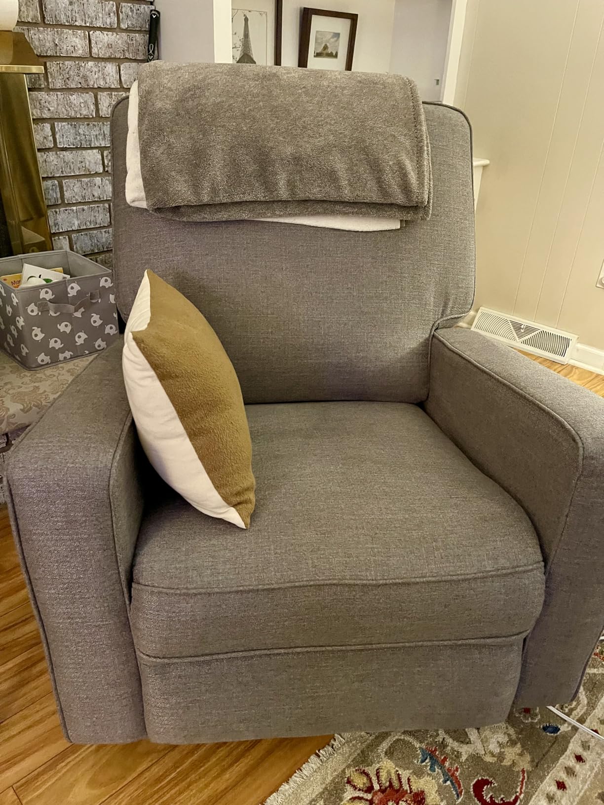 Harkawon Swivel Rocker Recliner Chair, Glider Rocker Recliner, Beige, Fabric Chair with High Back, Deep Seat, for Living Room, Bedroom, Nursery, Office customer photo 2