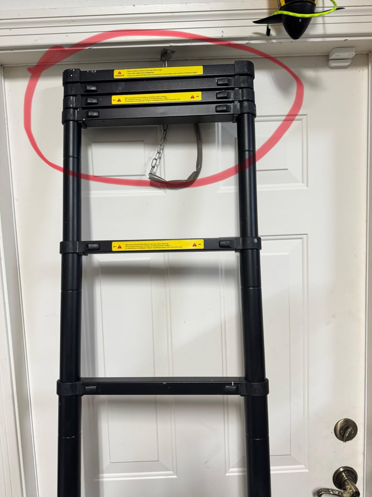 BOCOM 14.5 FT Aluminum Telescoping Ladder, Lightweight Multi-Purpose Collapsible Extension with 2 Triangle Stabilizers, Heavy Duty 330 lbs Max Capacity, Ideal for Home, RV, and Outdoor Work Black customer photo 1