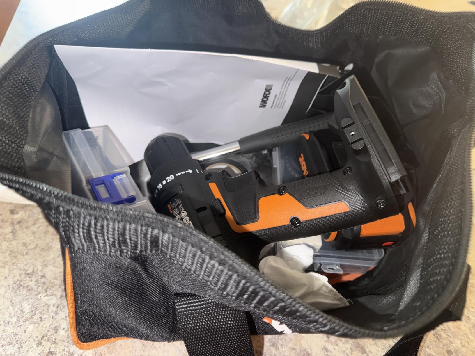 Worx 20V Cordless Drill Driver, 84pc Accessory Kit, Variable 2-Speed, 265 In-Lbs Torque, 20+1 Clutch, Lightweight, Compact, 3/8-Inch Keyless Chuck - Battery & Charger Included customer photo 1