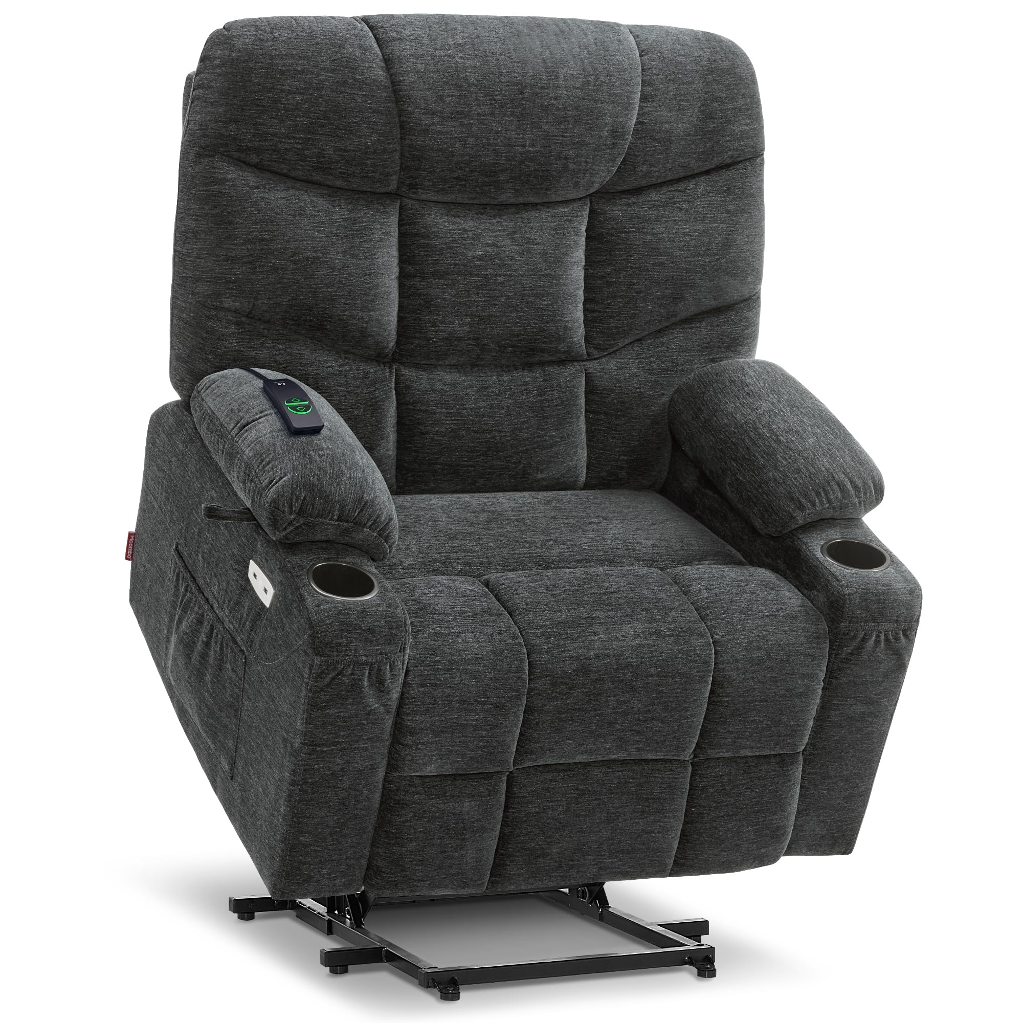 MCombo Oversized Power Lift Recliner Chair with Extended Footrest, Extra Wide for Big and Tall Elderly People, Fabric R7289 (Dark Gray, Medium-Wide) customer photo 1
