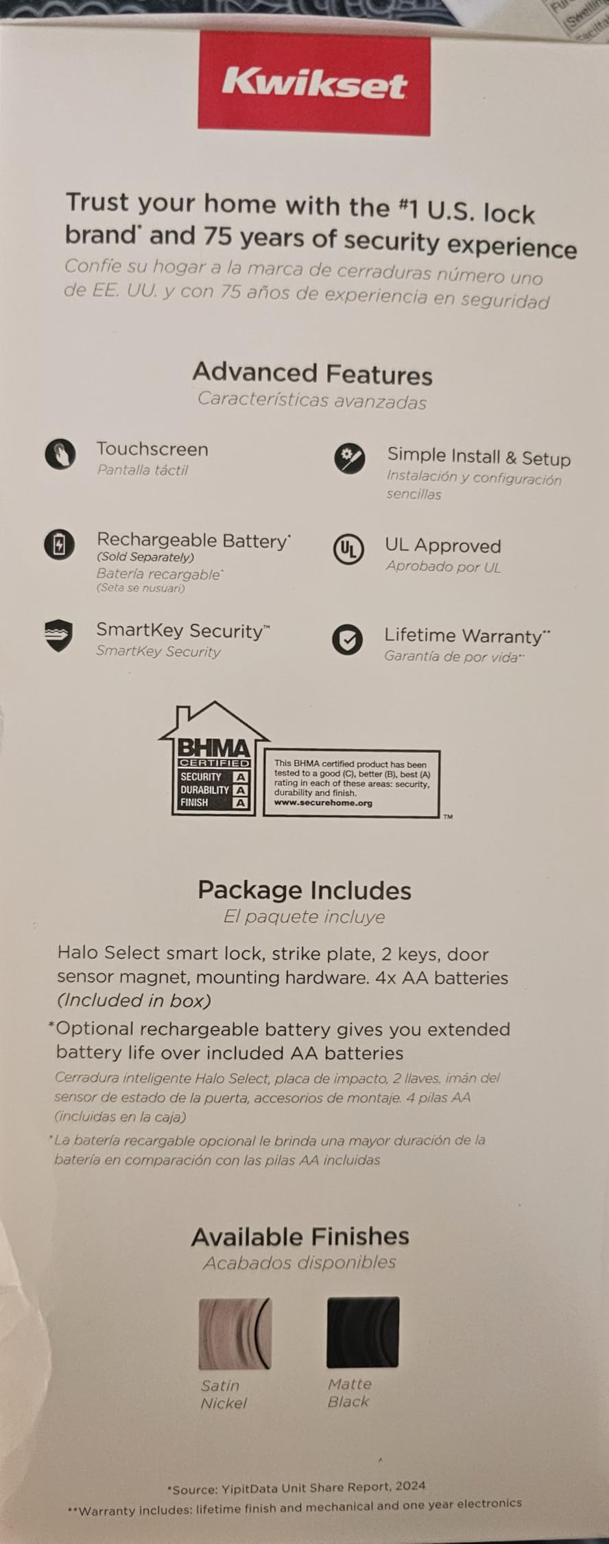 Kwikset Halo Select Smart Lock Keyless Entry Door Lock Wi-Fi and Matter Enabled Deadbolt No Hub Needed, Geofence Auto-Unlock, Grade AAA Certified, Easy Install, Matte Black Lifetime Finish Warranty customer photo 1