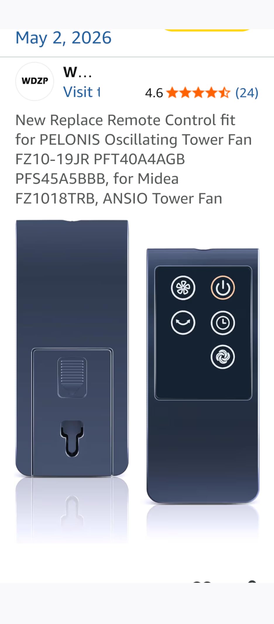 PELONIS 40 inch Bladeless Tower Fan for Bedroom, Standing Fan with Remote Control, 26ft/s, 90° Oscillation, 3 Speed Settings, 27 Db, 3 Modes, 15-Hour Timer, LED Display, Fan that Blows Cold Air, Grey customer photo 1