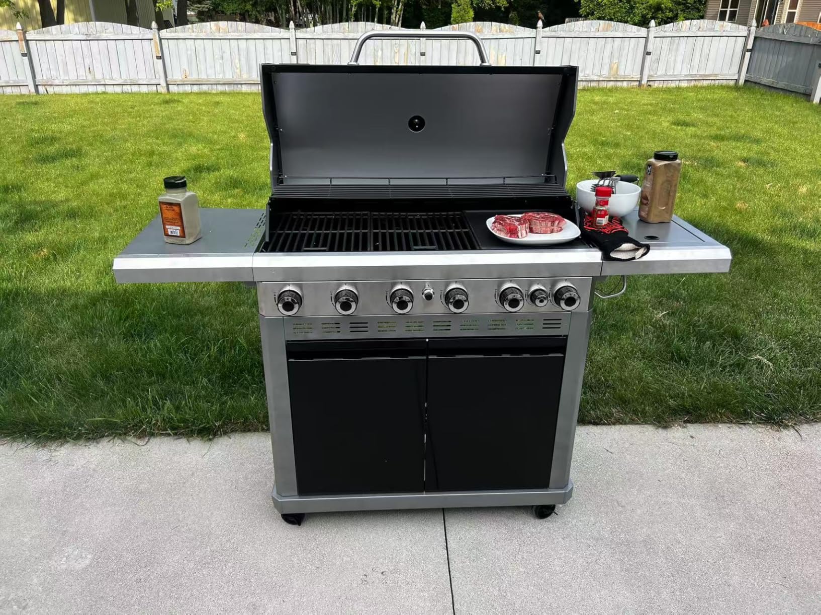 MFSTUDIO 6 Burner BBQ Propane Gas Grill with Side Burner & Porcelain-Enameled Cast Iron Grates, Grill Griddle Combo for Outdoor Barbecue, 740 SQ.IN. Large Cooking Area customer photo 2