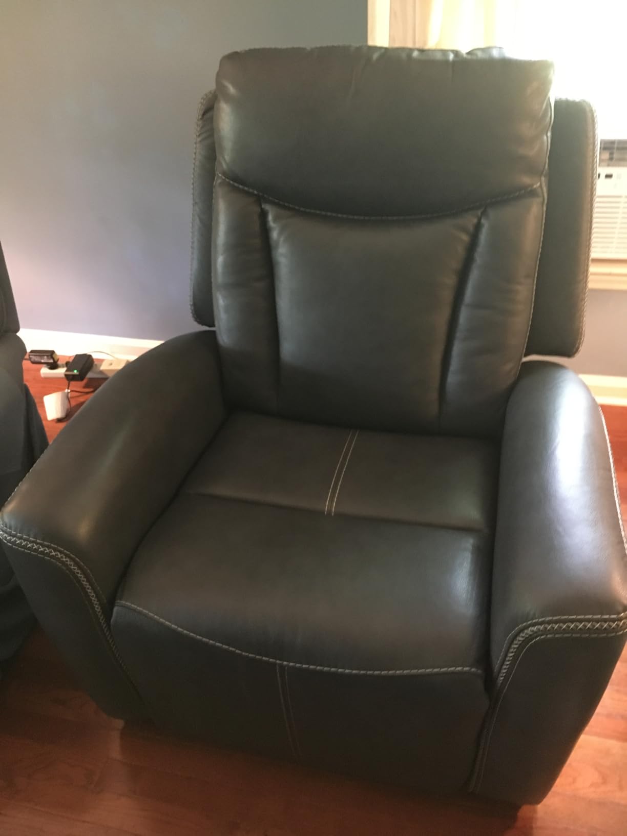 CHITA Genuine Leather Power Recliner Chair for Adults, Super Zero Gravity Recliner with Adjustable Power Headrest and USB/Type-C Ports, for Living Room, Bedroom and Home Theater, Light Gray customer photo 1