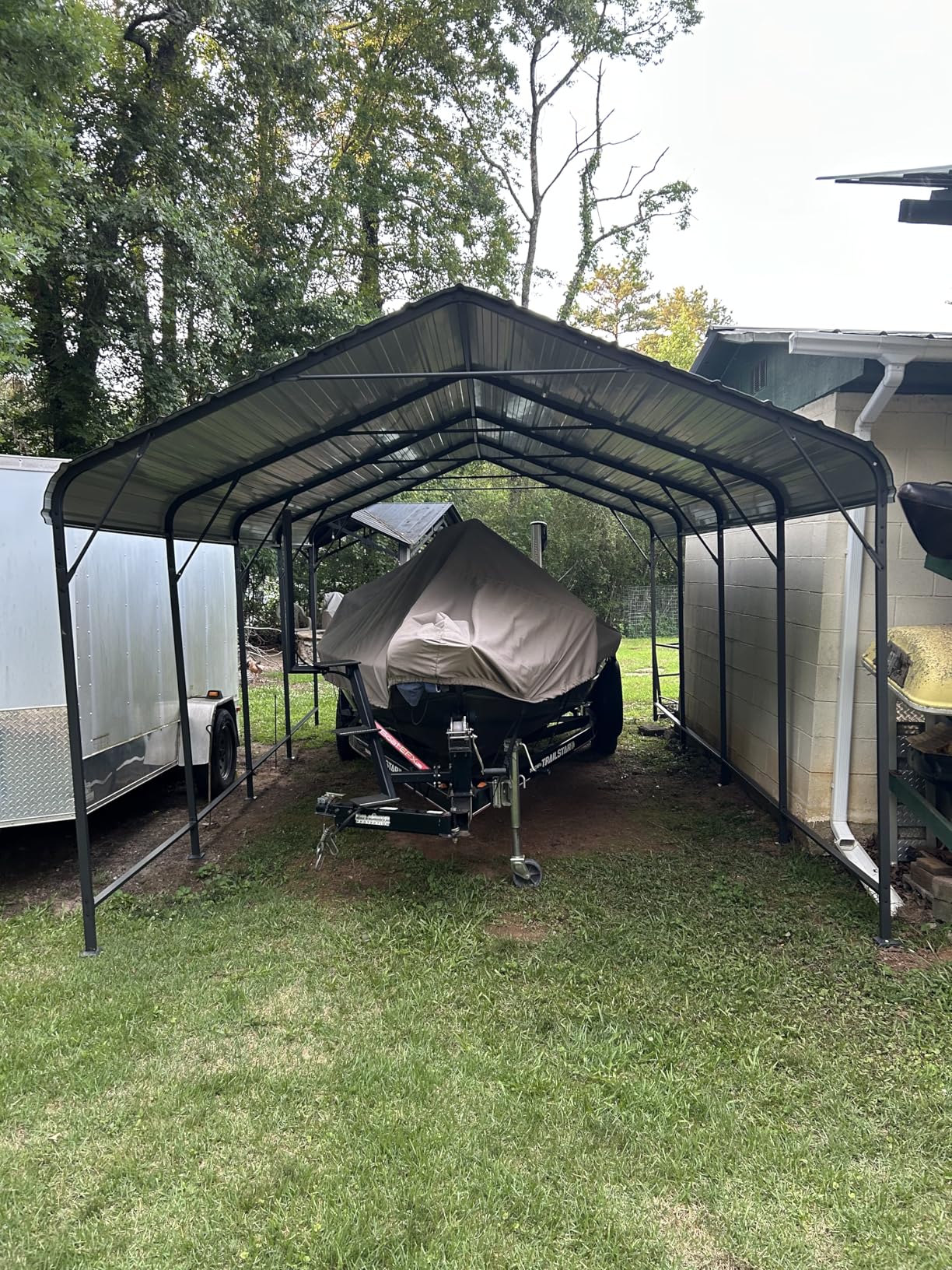 Shintenchi 20x20 FT Metal Carport, Oversized Carport Garage with Enhanced Base, Outdoor Galvanized Car Shelter, Heavy Duty Carports Canopy, for Car, Boats and Tractors, White customer photo 1