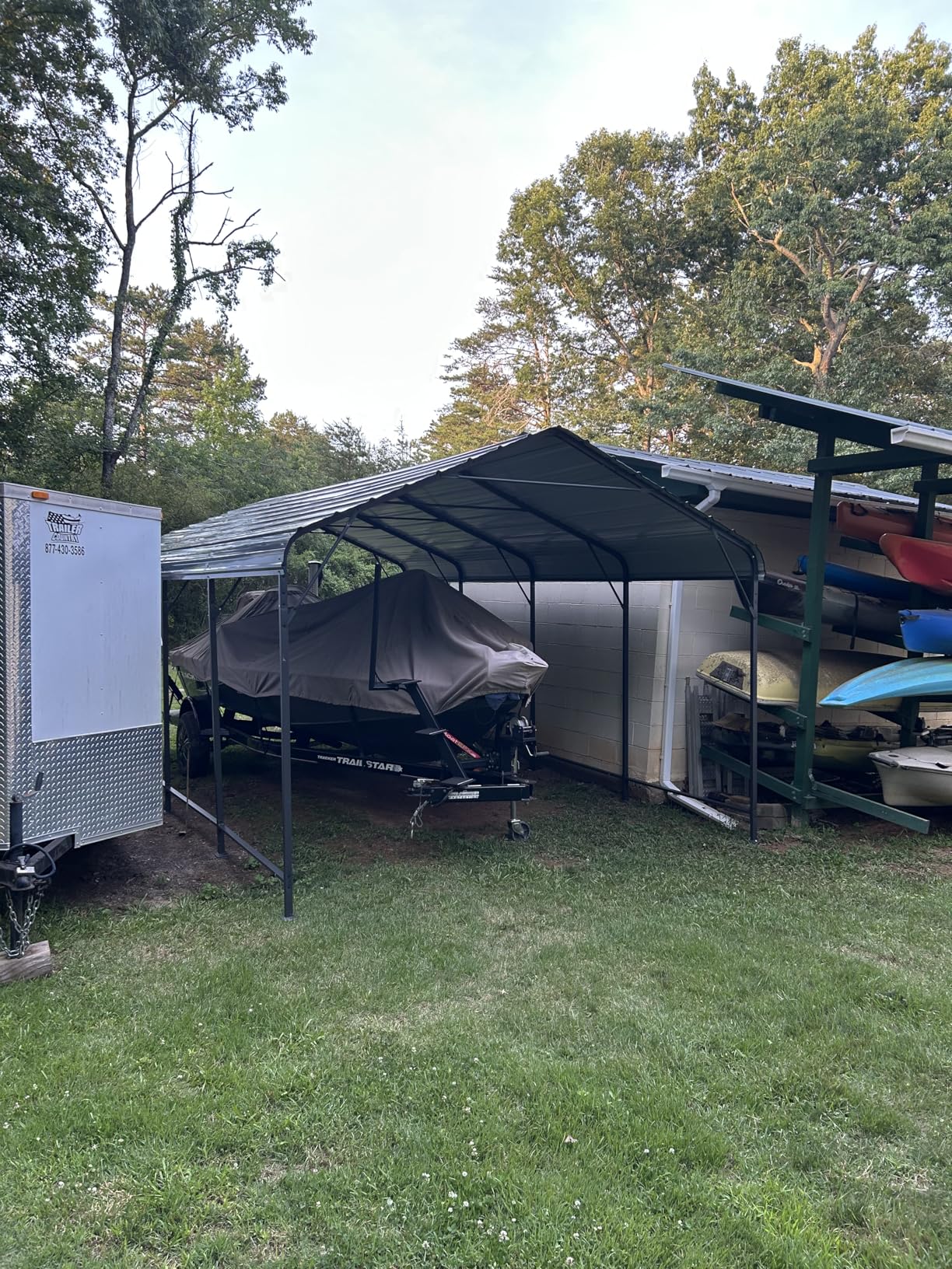 Shintenchi 20x20 FT Metal Carport, Oversized Carport Garage with Enhanced Base, Outdoor Galvanized Car Shelter, Heavy Duty Carports Canopy, for Car, Boats and Tractors, White customer photo 2
