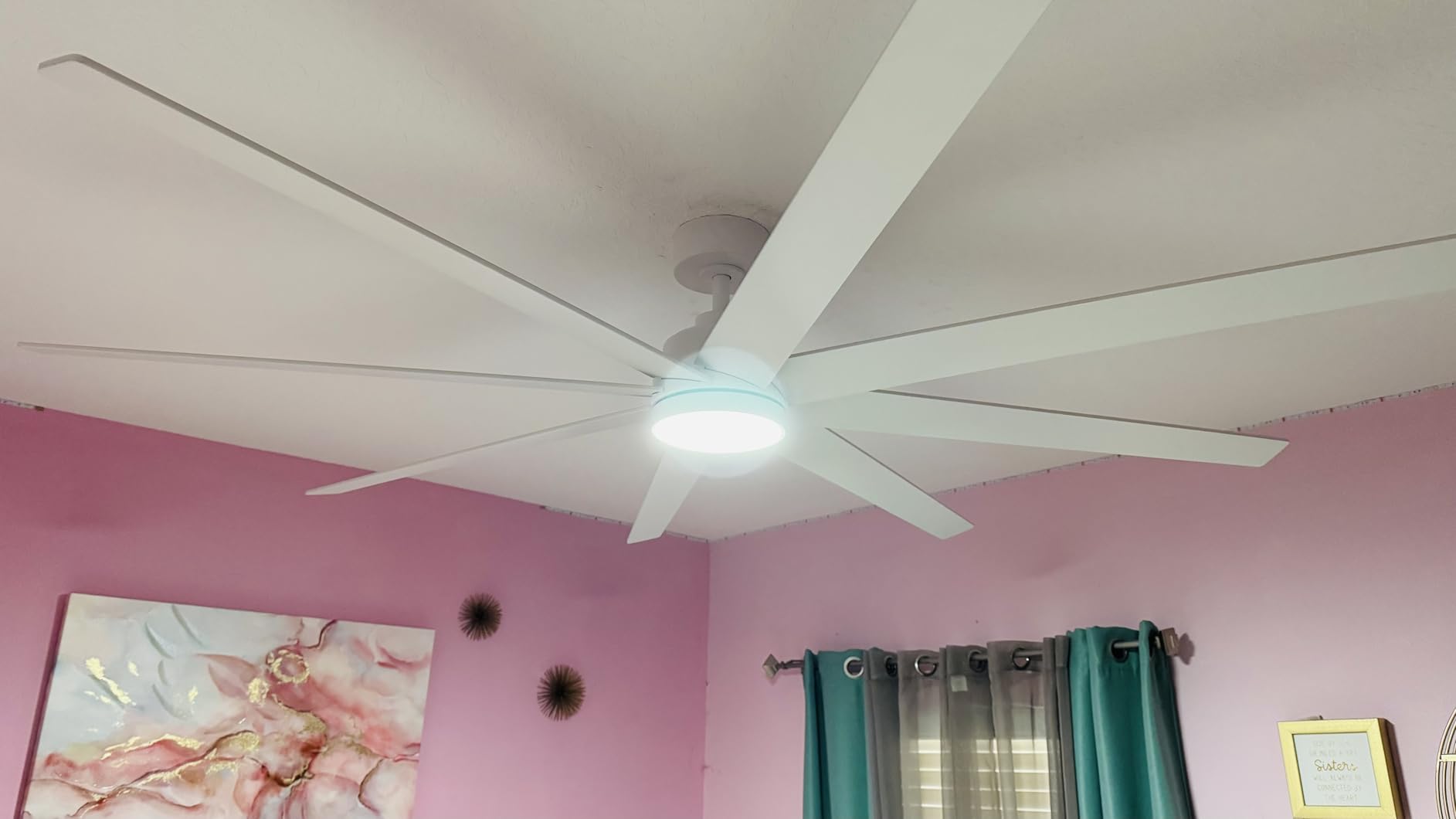 TCL 72 Inch Large Ceiling Fans with Lights and Remote, Quiet Modern Ceiling Fan, 3 CCT Dimmable Remember LED Reversible 8 Dual Side Blades for Living Room Patio Garage (black, 72) customer photo 1