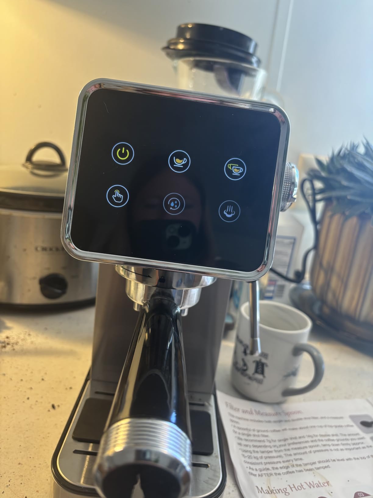 AMZCHEF Espresso Machine 20 Bar, Easy-to-Use Compact Coffee Maker with LED Touchscreen, Self-Cleaning & Milk Frother, Perfect Coffee Starter for Beginners, Lattes and Cappuccinos Machine customer photo 1