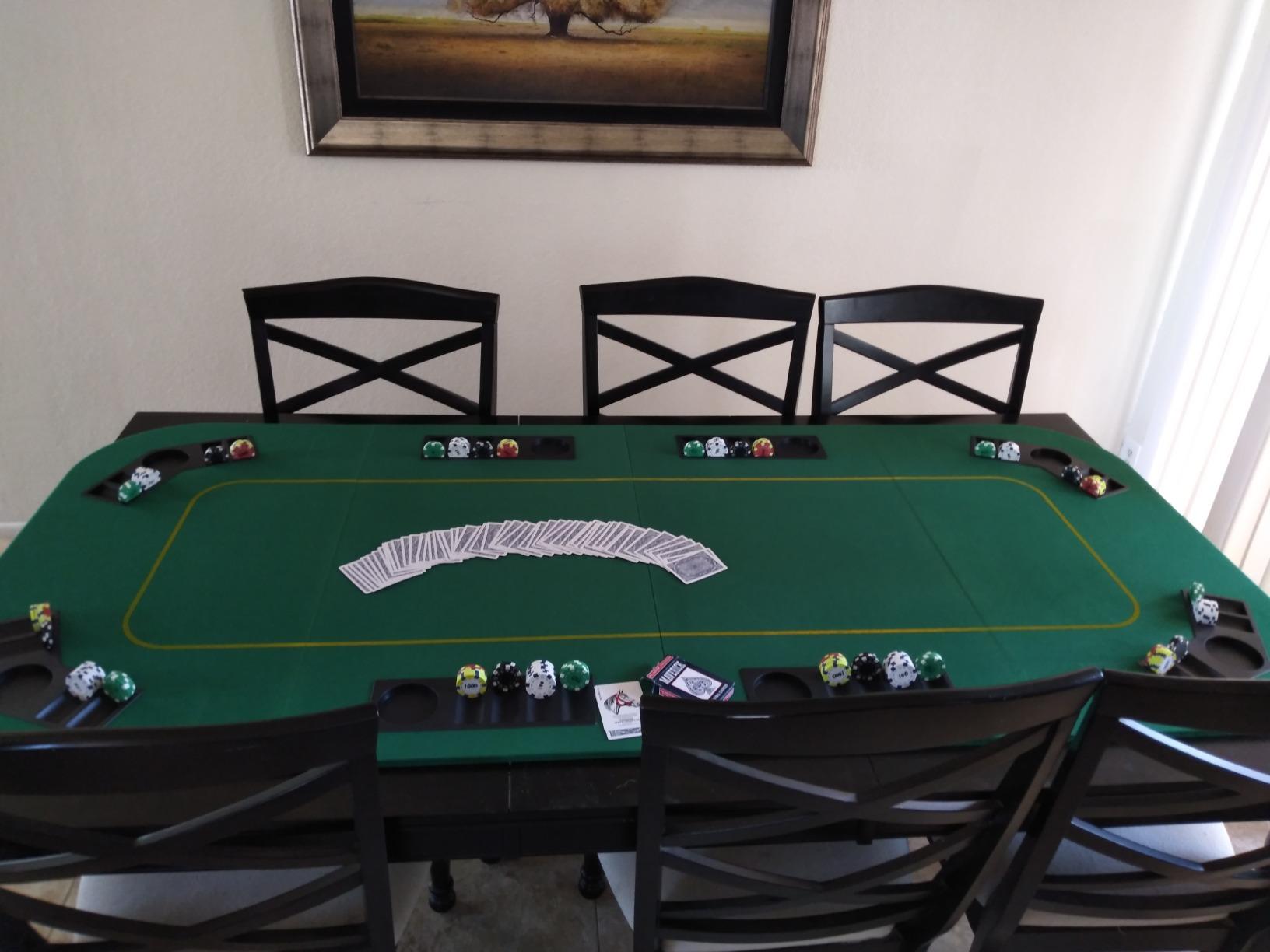 Trademark Poker Poker Table Top - 80-inch Foldable Card Mat for up to 8 Players - Blackjack Table with Cupholders and Chip Trays (Green) customer photo 1