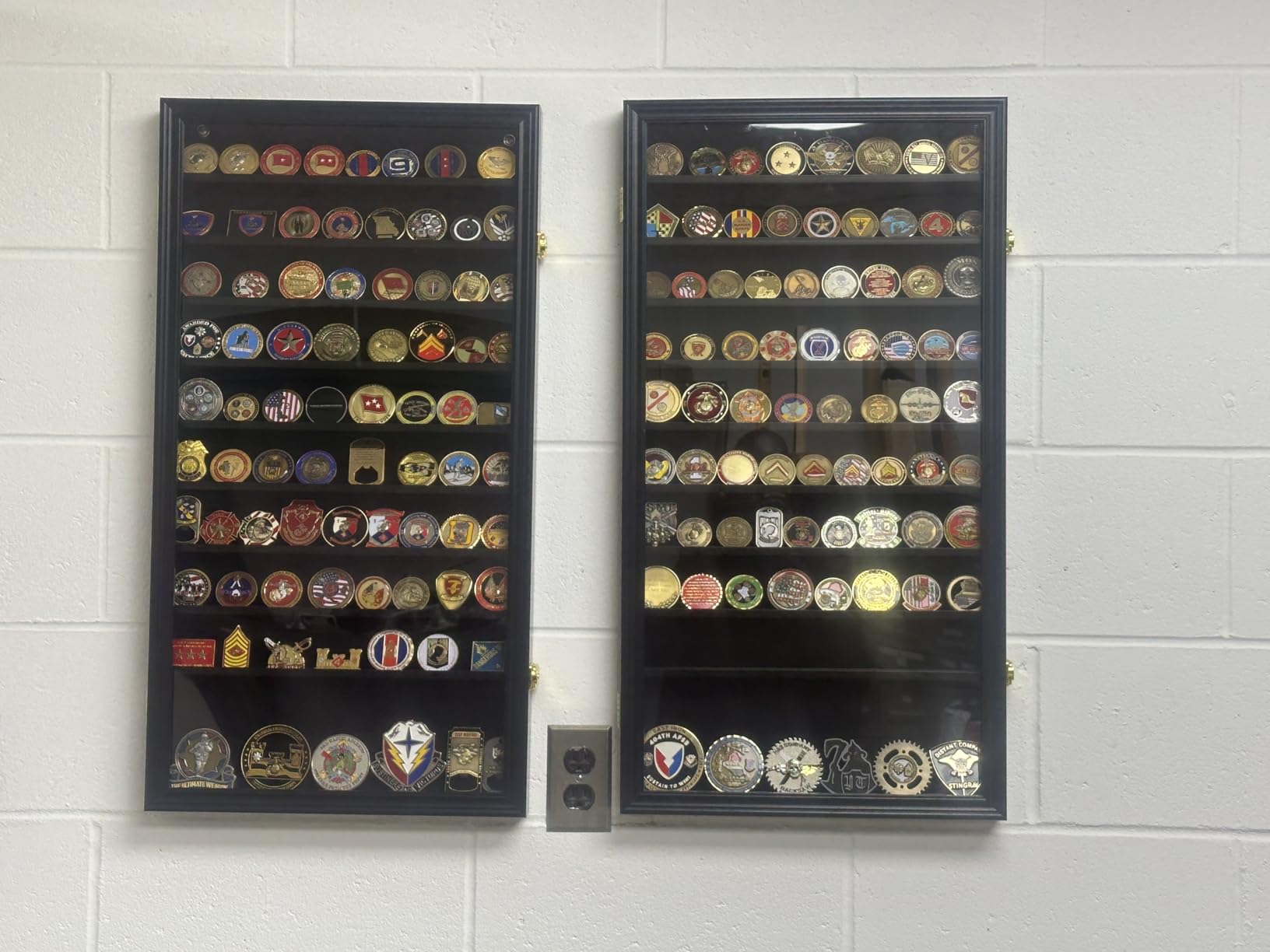 DisplayGifts Military Challenge Coin Display Case Poker Chips Holder Wall Cabinet Rack 29 X 16 Compatible with Army Navy Air Force Marine Corps Challenge Coins customer photo 1