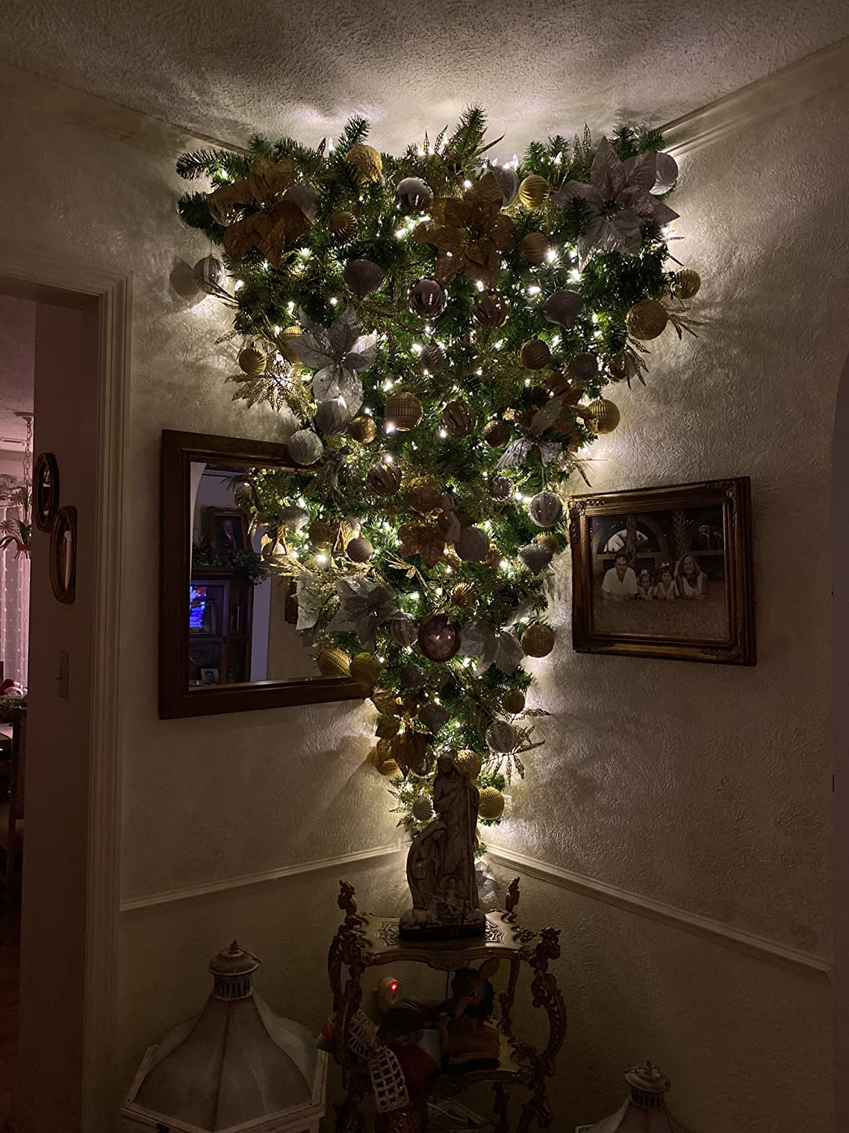 Vickerman 6' American Upside Down Artificial Christmas Half Tree, Unlit - Faux Upside Down Christmas Tree - Seasonal Indoor Home Decor customer photo 2