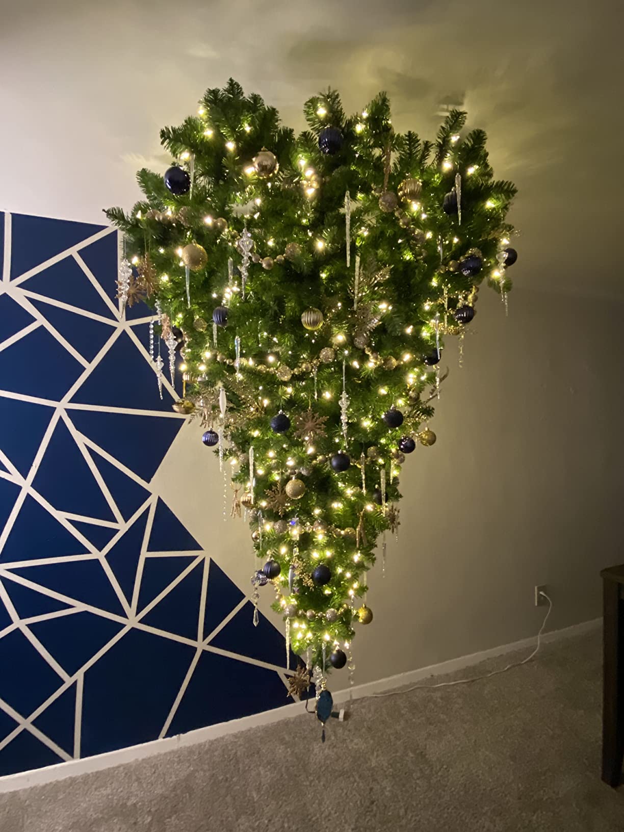 Vickerman 6' American Upside-Down Artificial Christmas Tree - Warm White Dura-Lit LED Lights - Faux Upside-Down Christmas Tree - Seasonal Indoor Home Decor customer photo 1