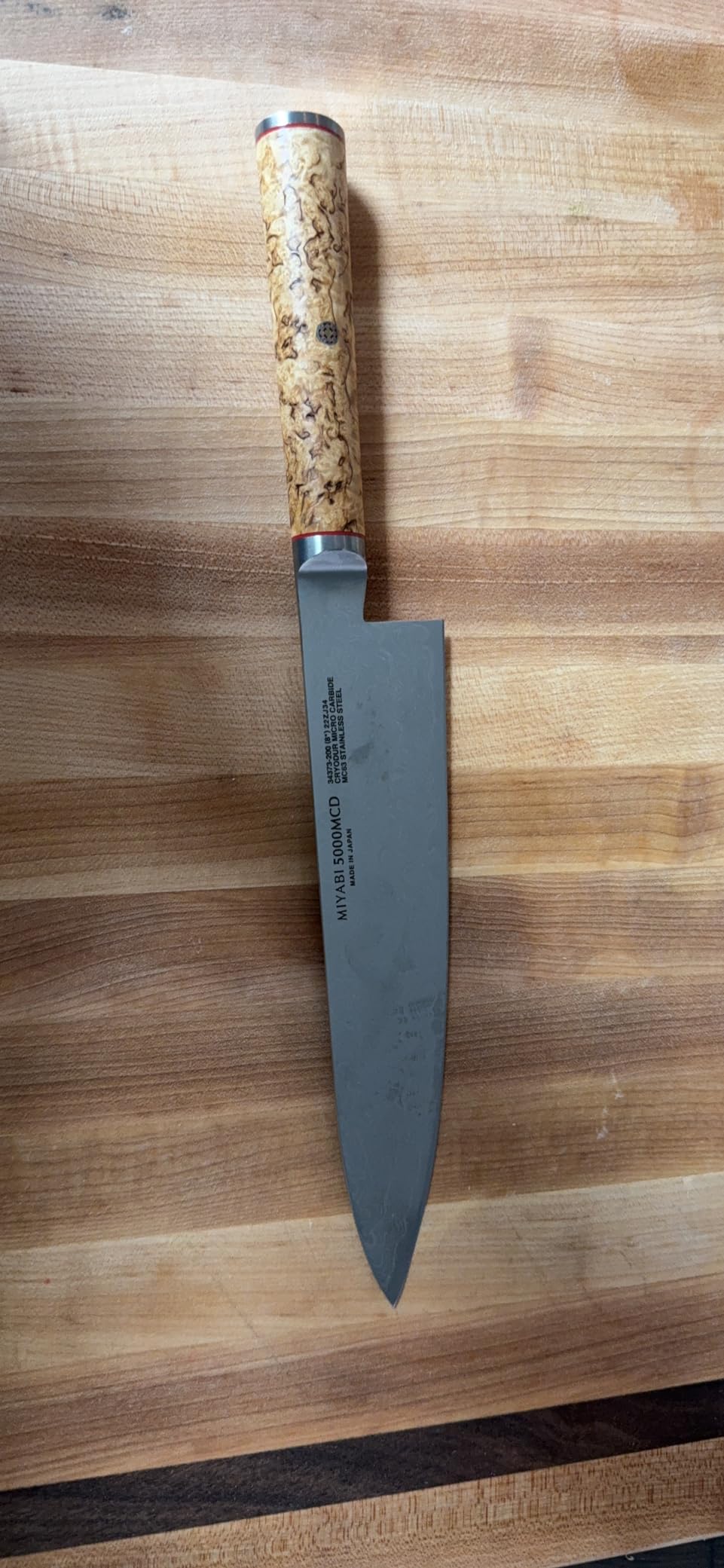 Miyabi Birchwood SG2 Japanese Chef's Knife, 8-inch, Chef's Kitchen Knife, Karelian Birch Handle, 100-layer flower Damascus pattern, Handcrafted in Seki, Japan customer photo 1