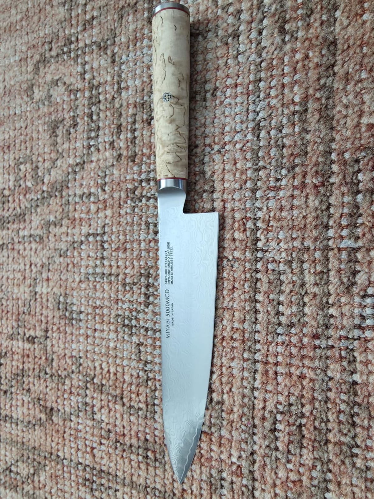 Miyabi Birchwood SG2 Japanese Chef's Knife, 8-inch, Chef's Kitchen Knife, Karelian Birch Handle, 100-layer flower Damascus pattern, Handcrafted in Seki, Japan customer photo 2