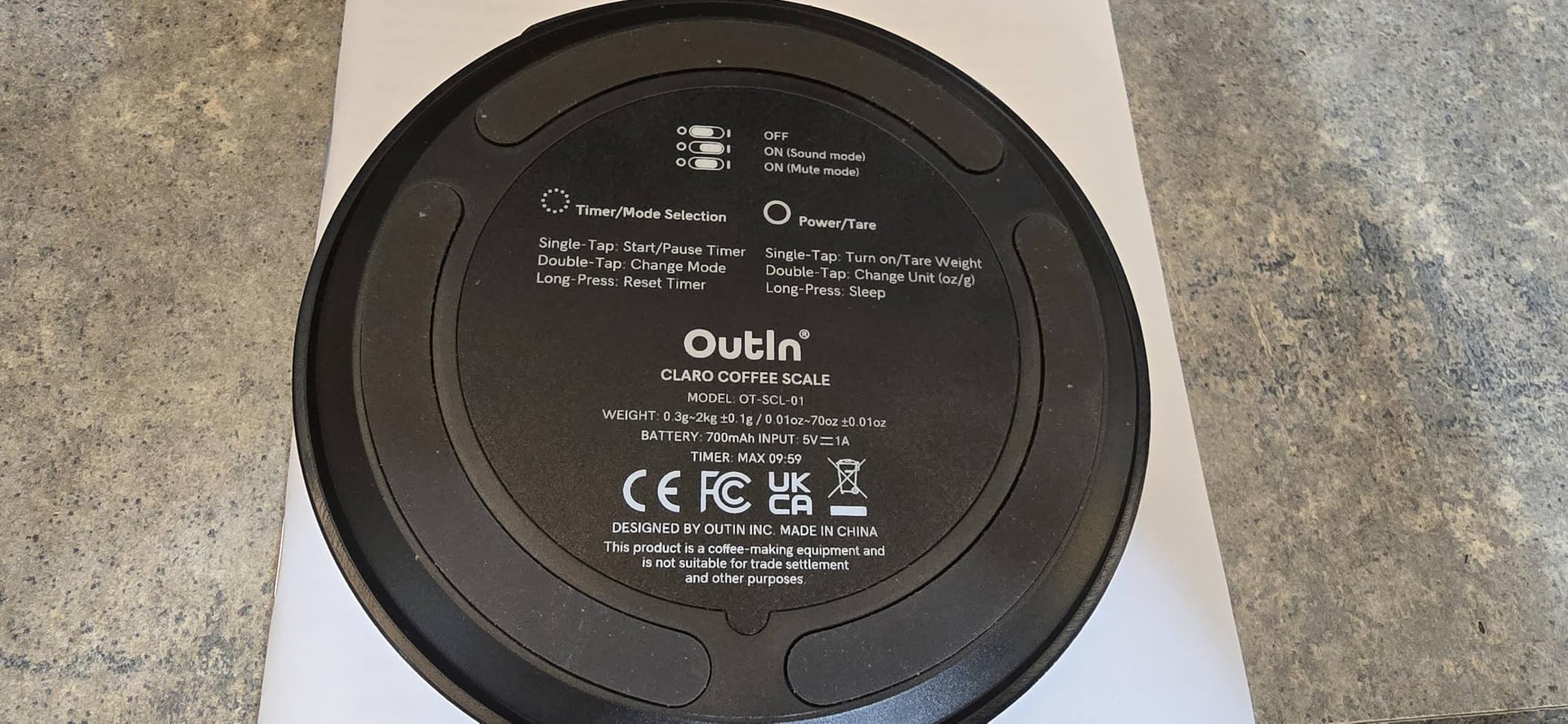 OutIn Claro Portable Coffee Scale, Espresso Scale 2kg/0.1g Accurate Measurement, Pour Over Coffee Scale Multiple Modes, Timer Function, Rechargeable, with Protective Bag customer photo 2