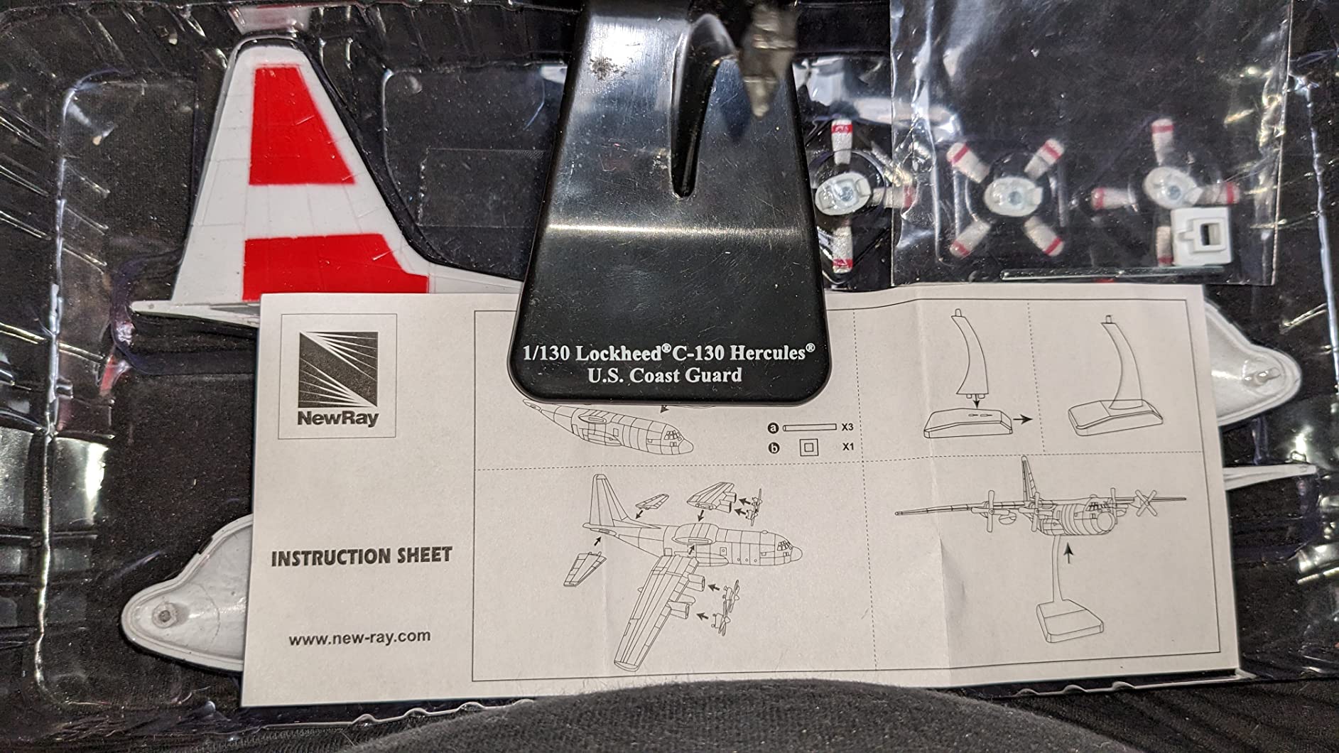 Model Kit Lockheed C-130 Hercules Transport Aircraft White and Red United States Coast Guard Snap Together Plastic Model Kit by New Ray customer photo 2