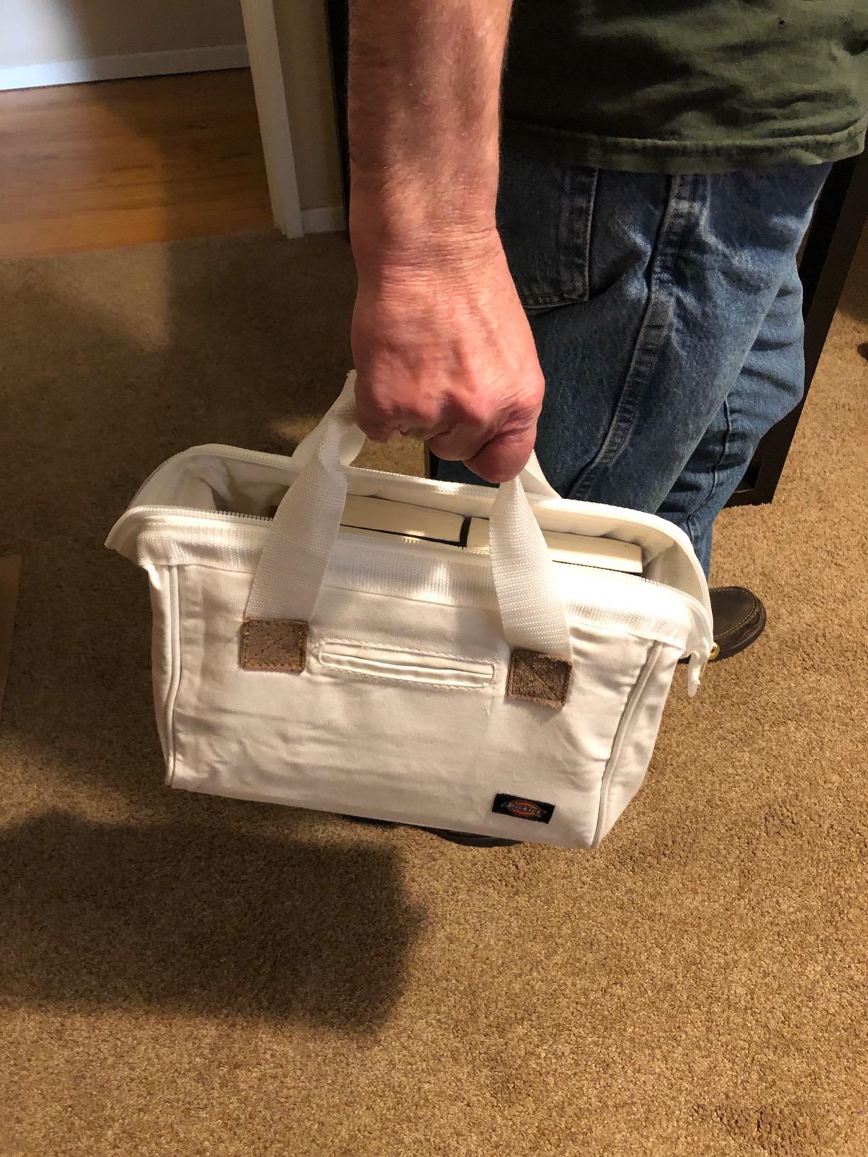 Dickies 12-Inch Durable Canvas Work Bag for Painters, Carpenters, and Builders, Heavy-Duty Zipper, Reinforced Handles, White customer photo 1