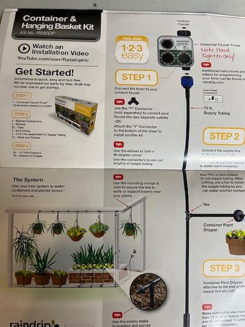 Raindrip R560DP Drip Watering System, Automatic Drip Irrigation System with Timer for Containers and Hanging Baskets, Waters up to 20 Plants, Includes 20 Drippers, Black customer photo 2