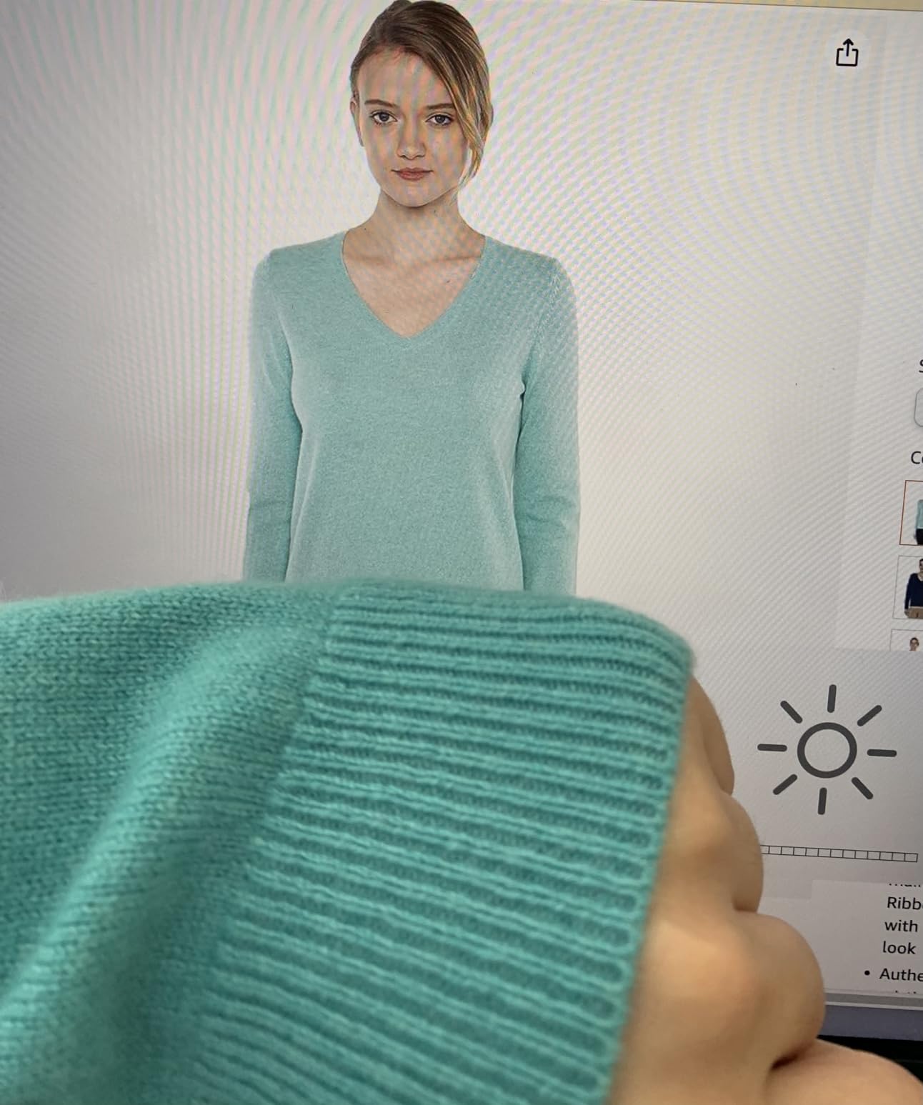 Women's 100% Pure Cashmere Long Sleeve Pullover V Neck Sweater customer photo 2