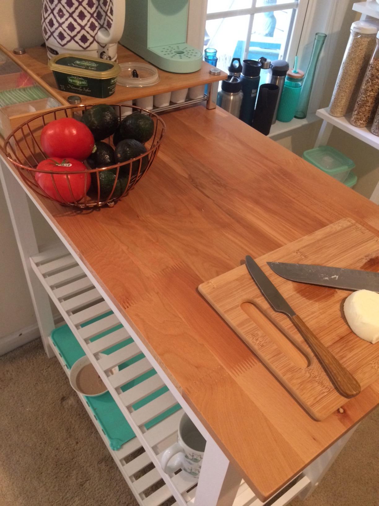 Casual Home Kitchen Island with Solid American Hardwood Top, Natural/White, 40