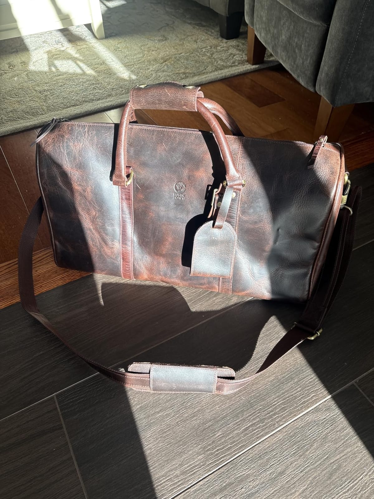 Leather Duffle Bag for Men - Full Grain Travel Weekender, Brown 20 Inch customer photo 1
