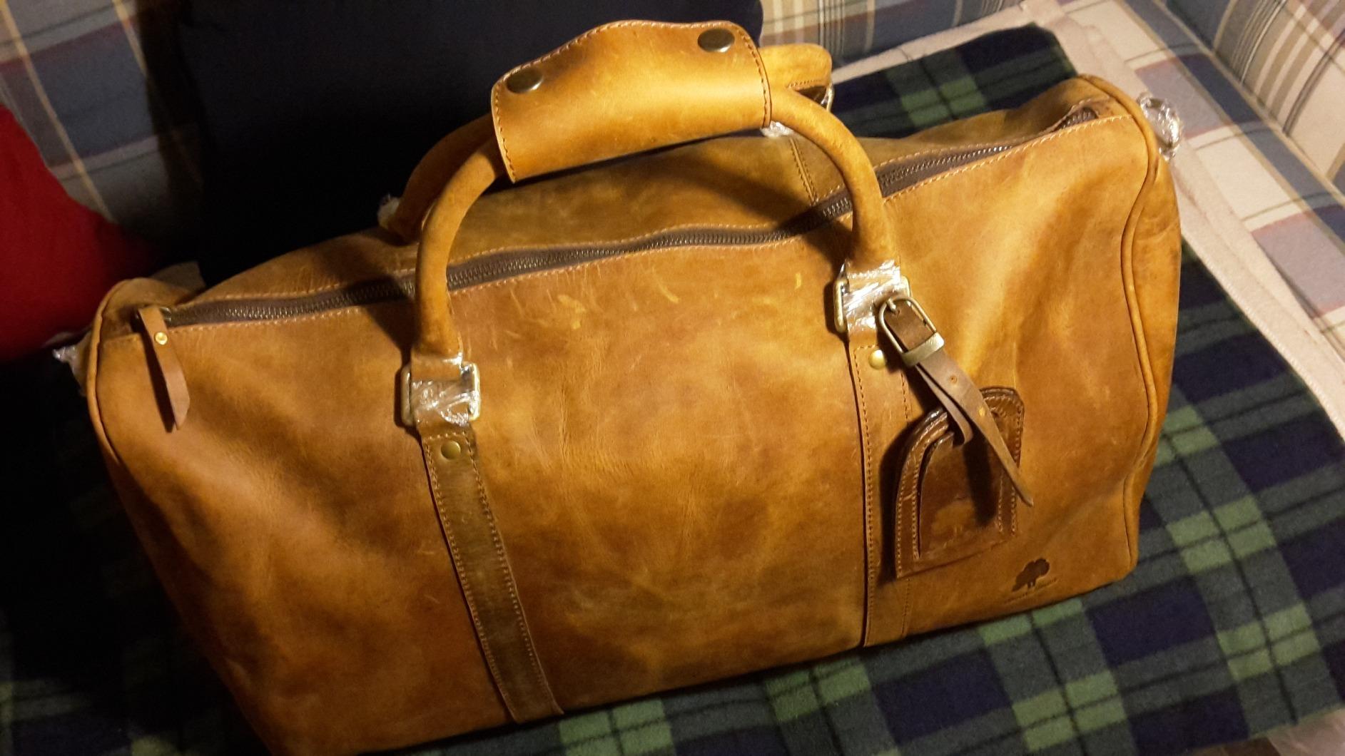 Leather Duffle Bag for Men - Full Grain Travel Weekender, Brown 20 Inch customer photo 2