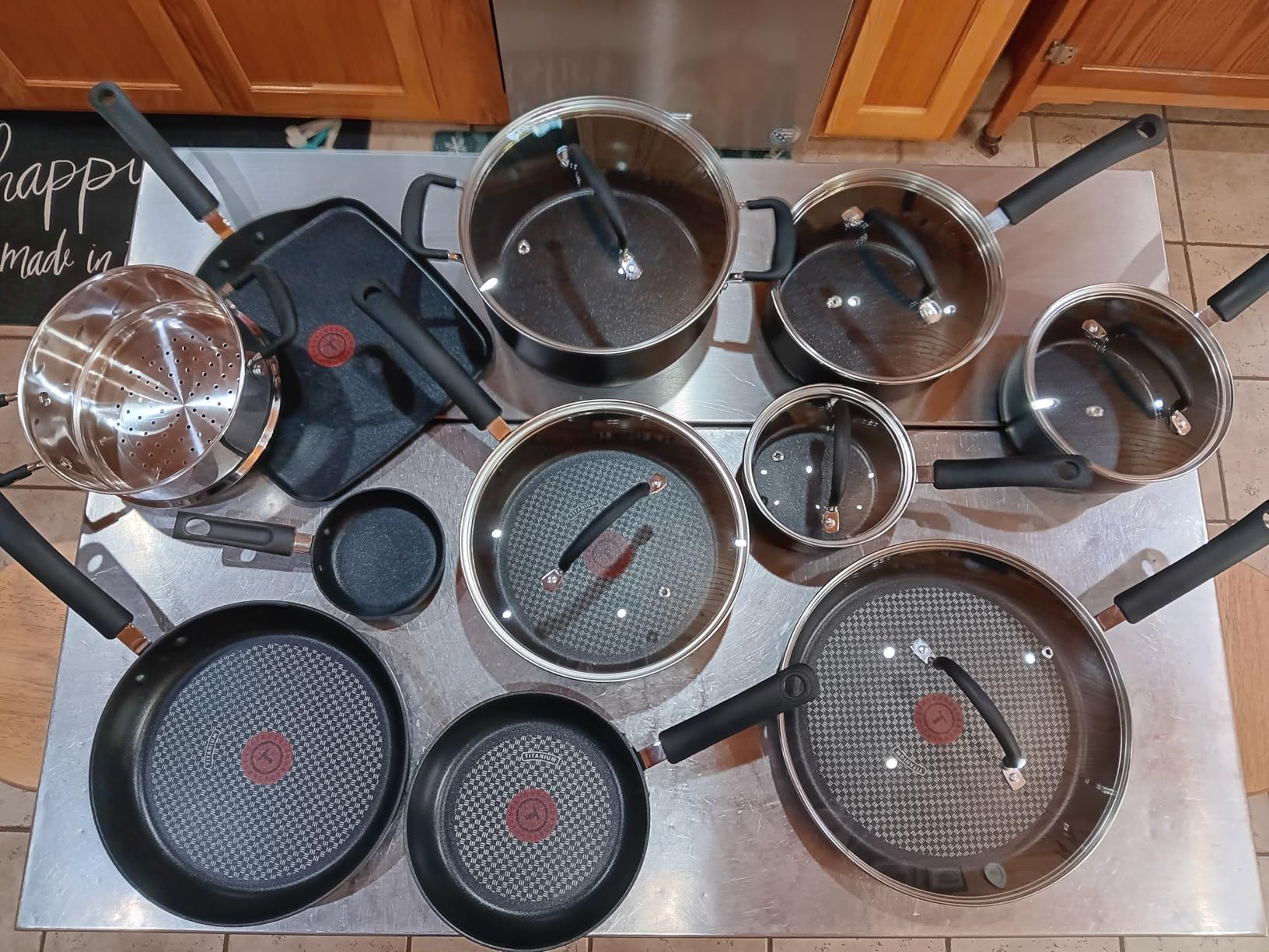 T-Fal Ultimate Hard Anodized Nonstick Pots and Pans Set 17 Piece, Nonstick Cookware Set with Fry Pan, Saucepans, Saute-Pan, Griddle, Dishwasher Safe, Onyx customer photo 2