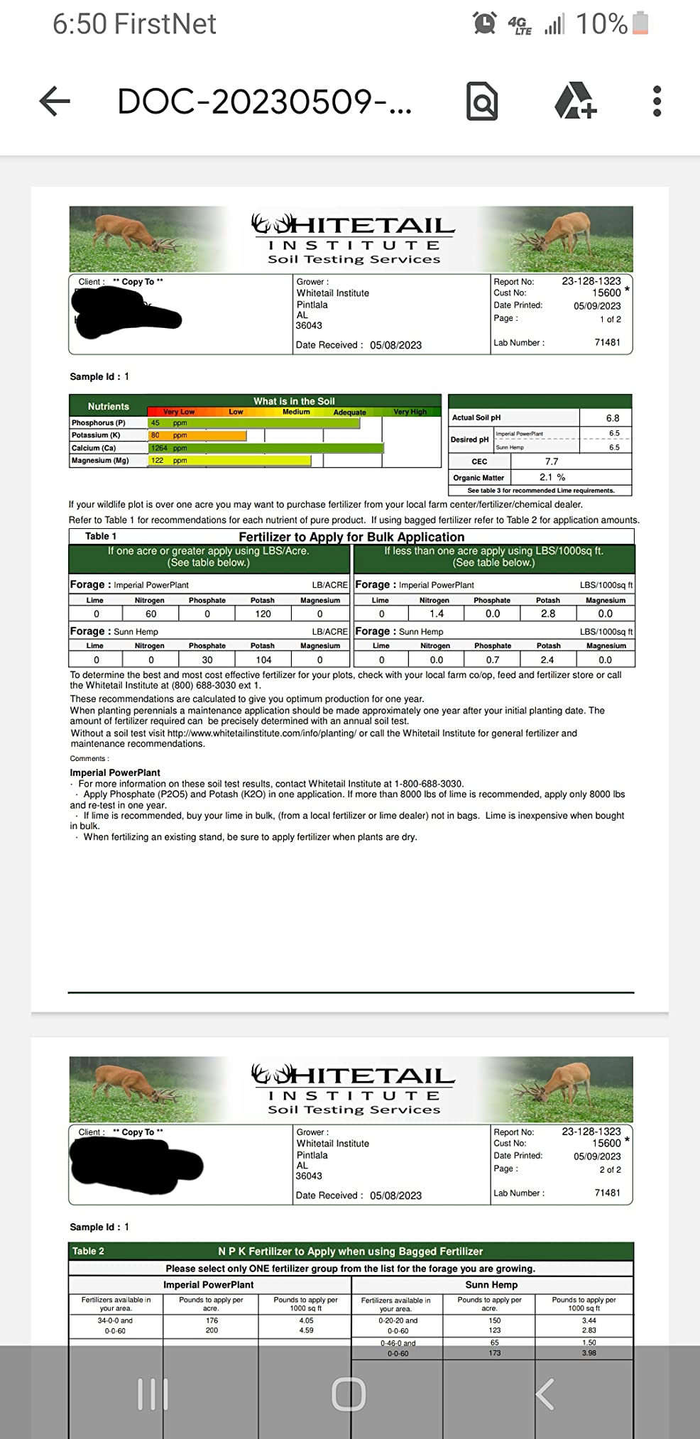Whitetail Institute Laboratory Soil Test Kit, Ensures The Most Successful Deer Food Plot Possible, Professional Consultation Included, Receive Results Within One Week customer photo 1