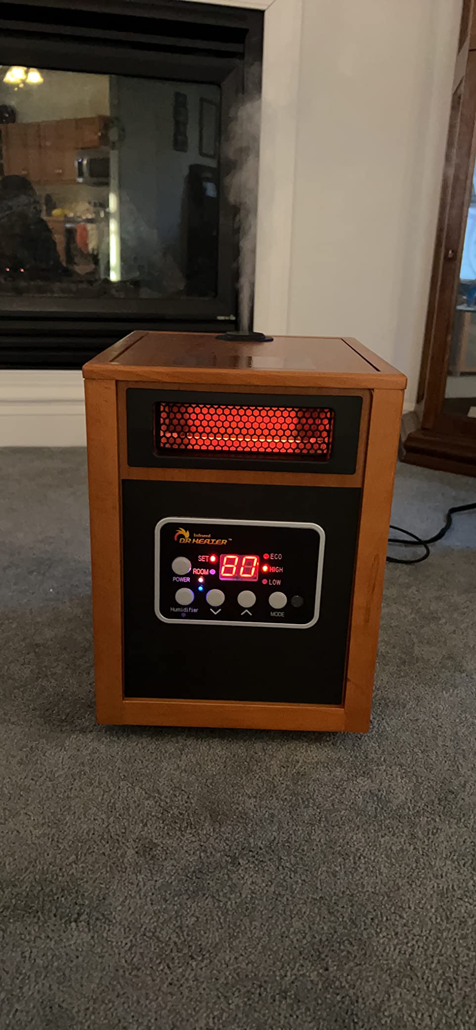 Dr. Infrared Heater DR-968H Indoor Portable Space Heater with Humidifier, 1500-Watt, Cherry customer photo 1