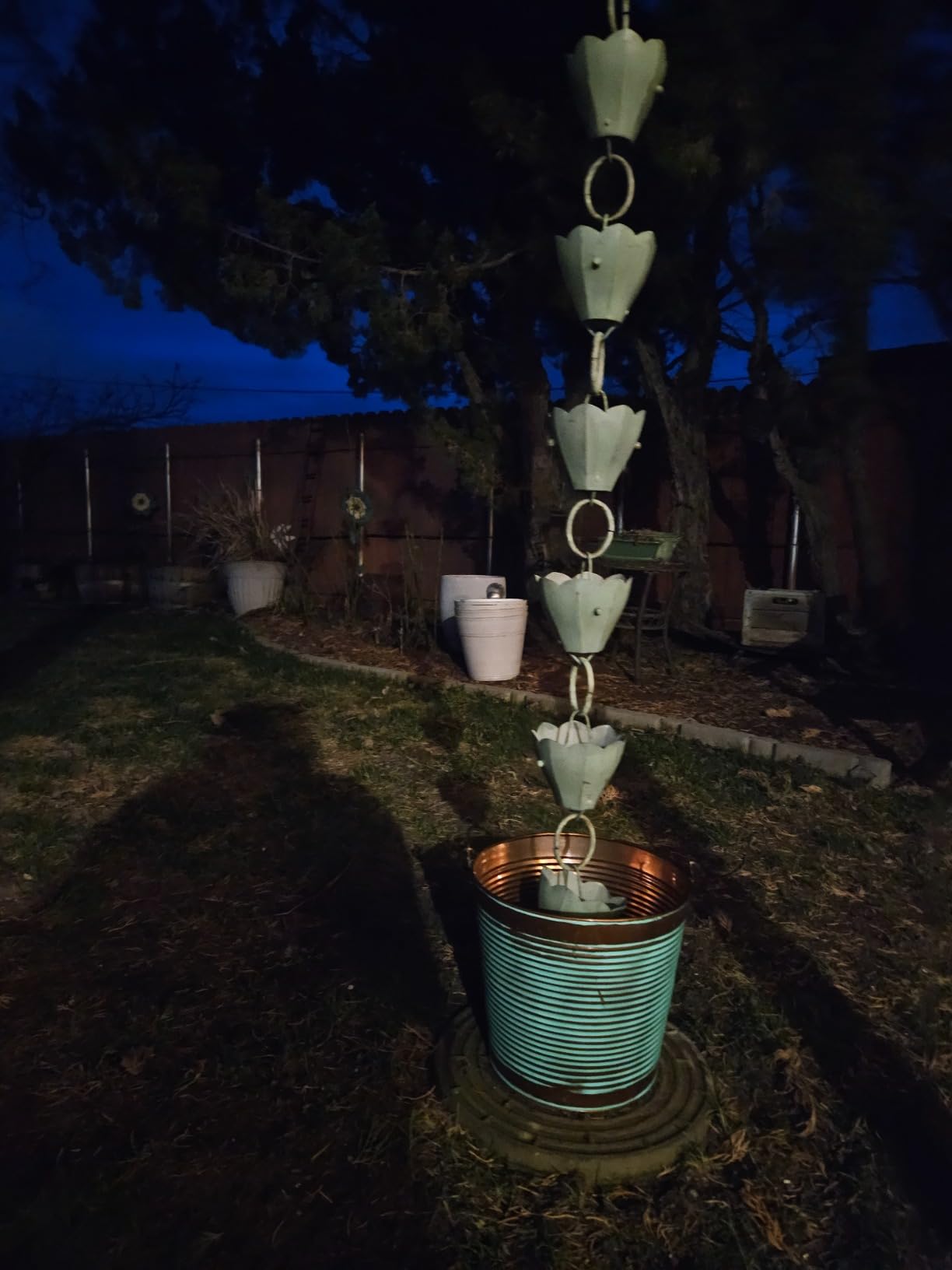 Good Directions 463V1-8 Tulip Rain Chain 8-1/2 Feet Long, 13 Extra Large Cups, 100% Blue Verde Pure Copper customer photo 2