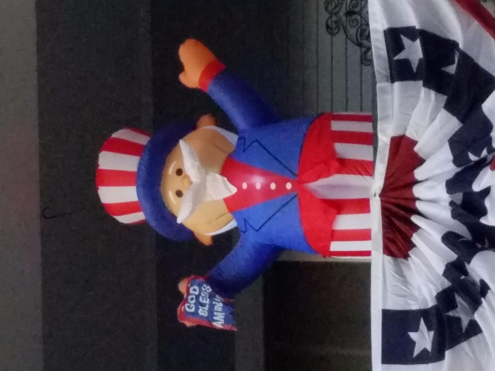 6 Foot Tall Patriotic Independence Day 4th of July Inflatable Uncle Sam | God Bless America Flag, Pre-Lit LED Lights, Outdoor Indoor, Lawn Yard Holiday Decoration, Blow up Home Garden Decor customer photo 1