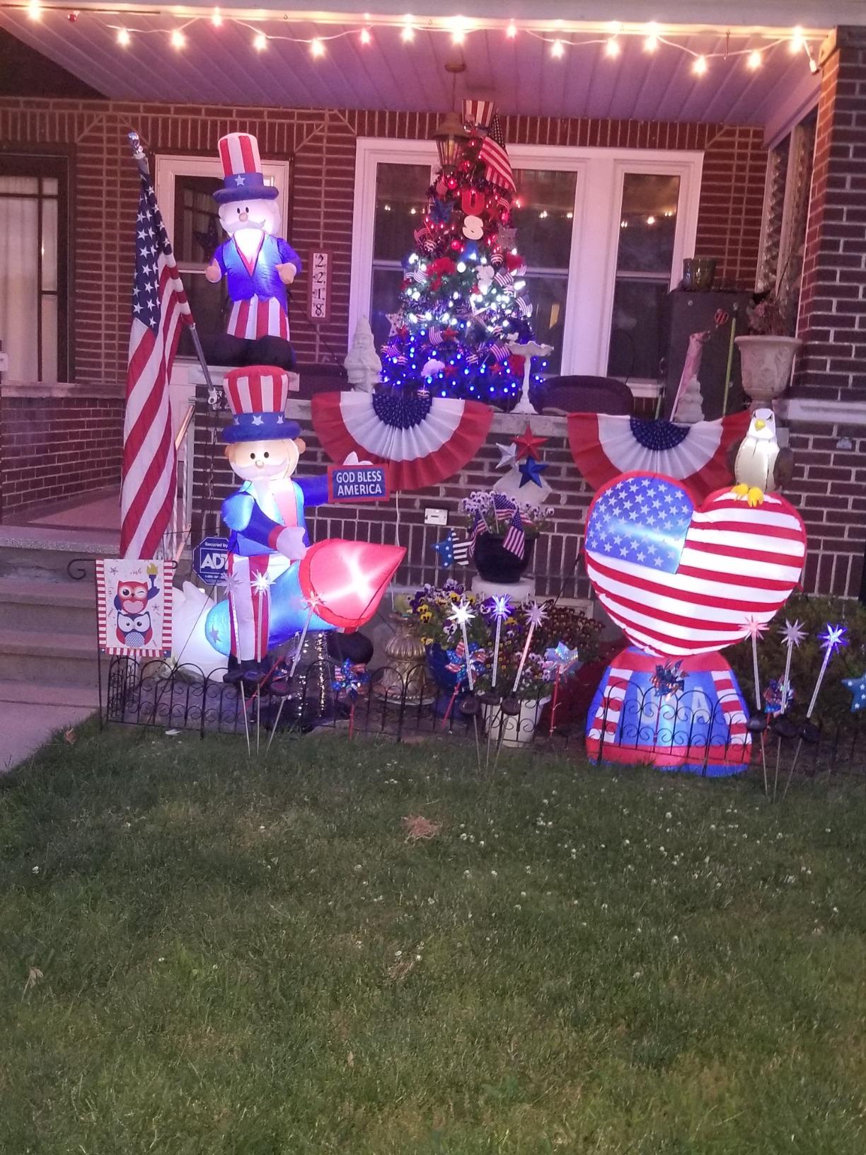 5 Foot Tall Patriotic Independence Day 4th of July Inflatable Love Heart with American Flag and Bald Eagle Pre-Lit LED Lights Outdoor Indoor Lawn Yard Holiday Decoration Blow up Home Garden Decor customer photo 1