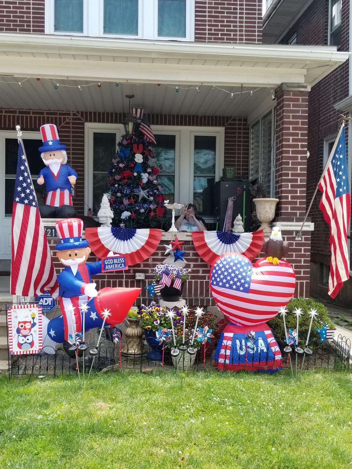 5 Foot Tall Patriotic Independence Day 4th of July Inflatable Love Heart with American Flag and Bald Eagle Pre-Lit LED Lights Outdoor Indoor Lawn Yard Holiday Decoration Blow up Home Garden Decor customer photo 2