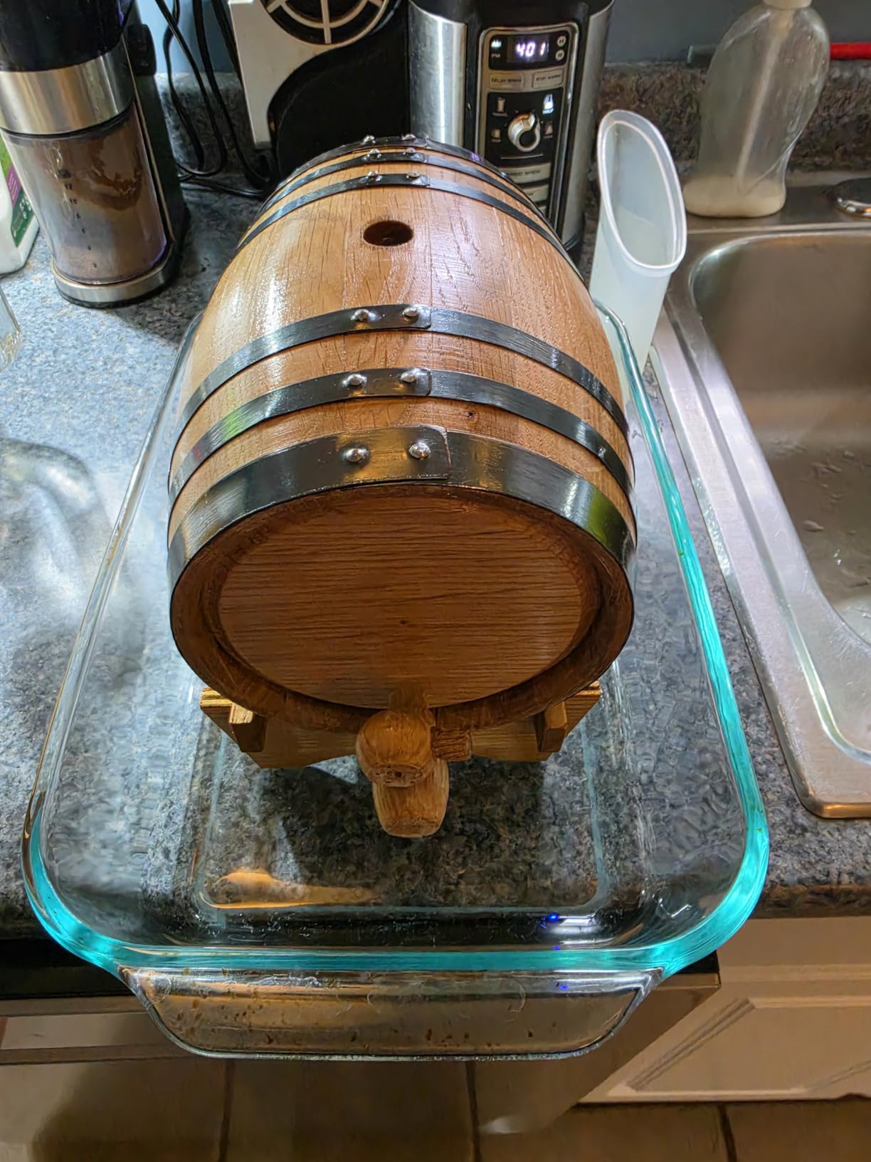 1 Liter Charred American Oak Aging Barrel With Wood Stand, Bung & Spigot | Mini Wooden Whiskey Barrel & Liquor Aging Kit customer photo 2