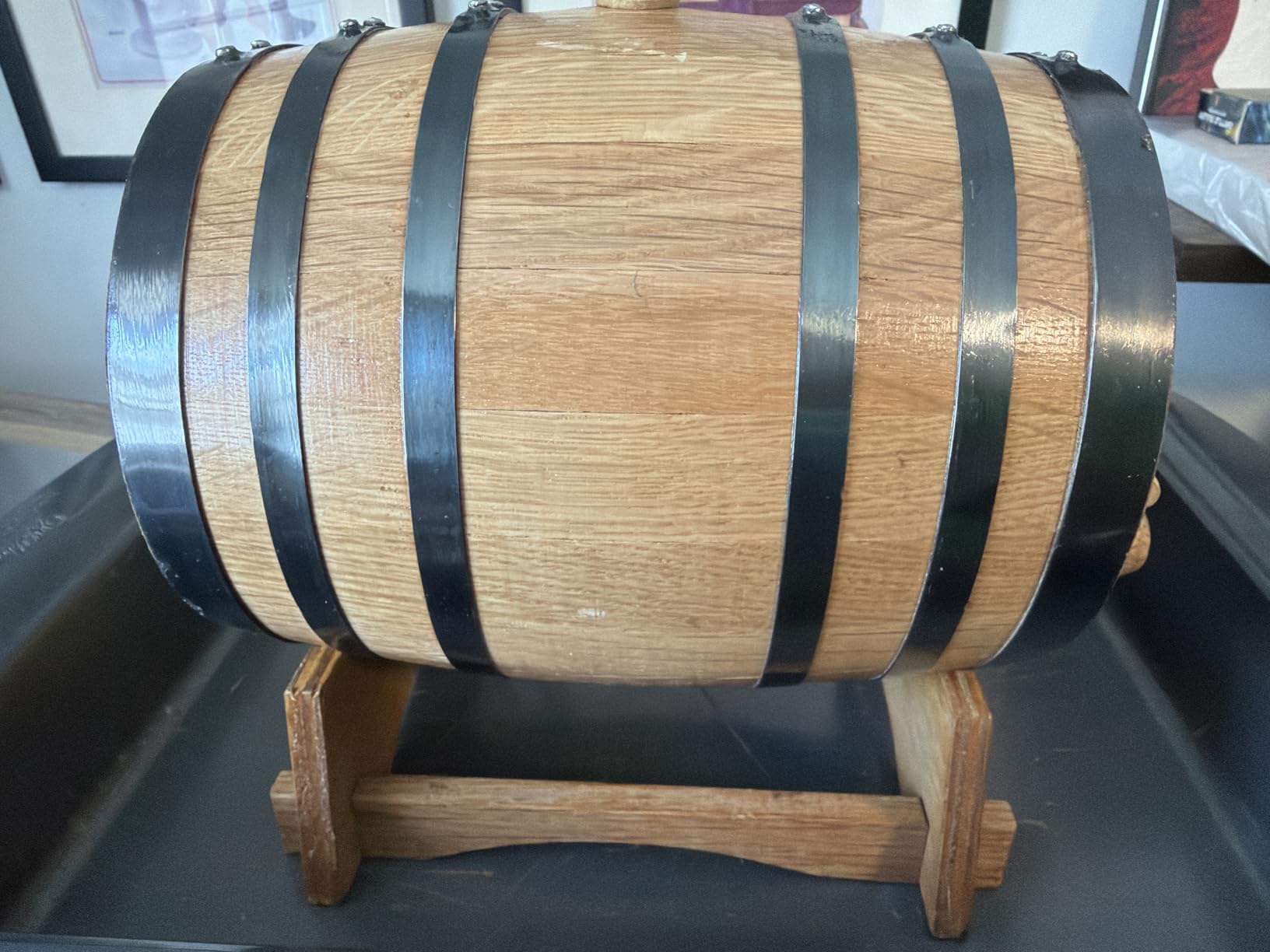 2 Liter American Charred Oak Aging Barrel, Mini Whiskey Barrel Keg | Wood Stand, Bung & Spigot customer photo 2