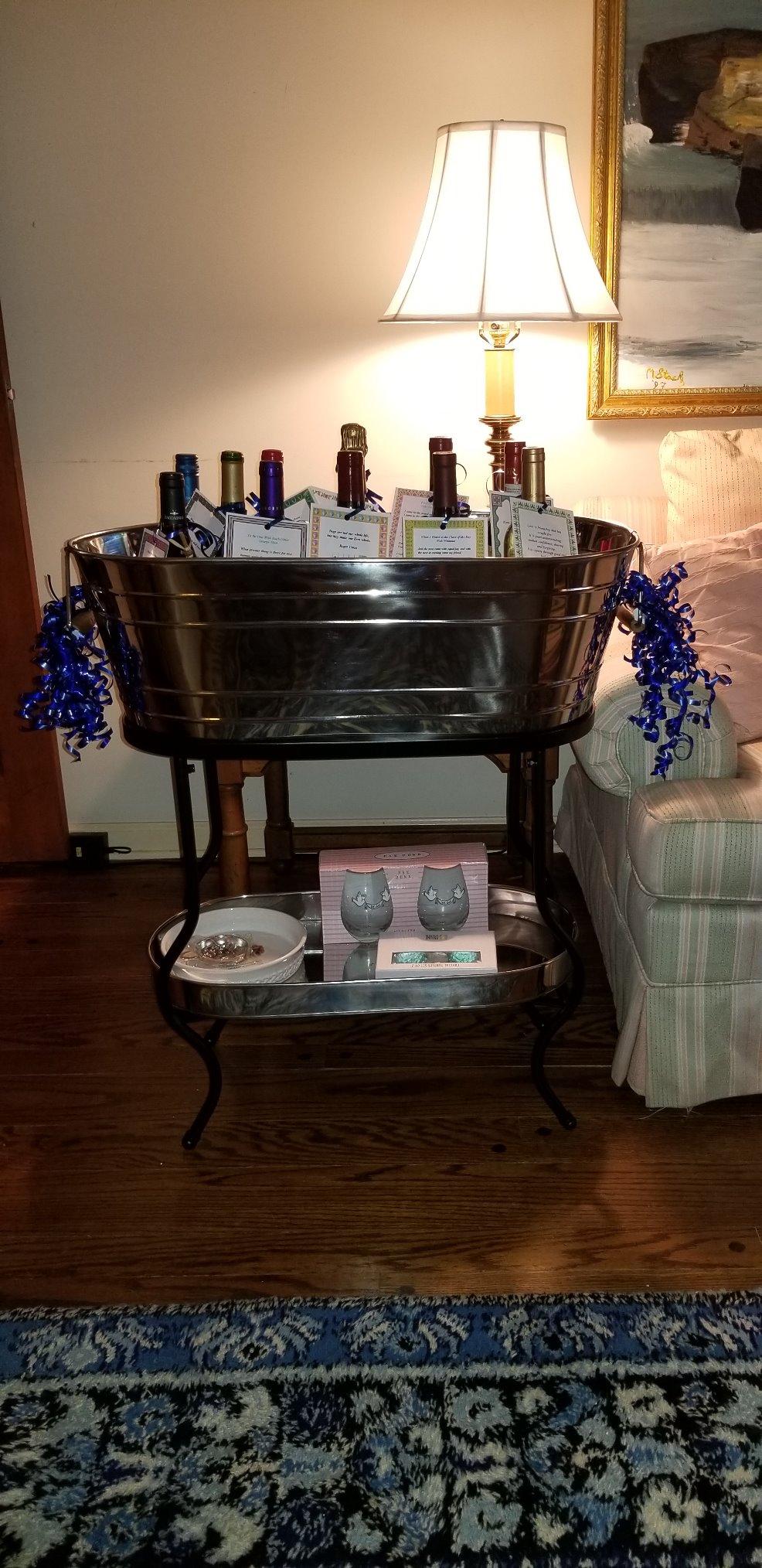 BirdRock Home Stainless Steel Beverage Tub with Stand - Oval - Bottom Tray - Party Drink Holder - Wooden Handles - Outdoor or Indoor Use - Free Standing customer photo 2