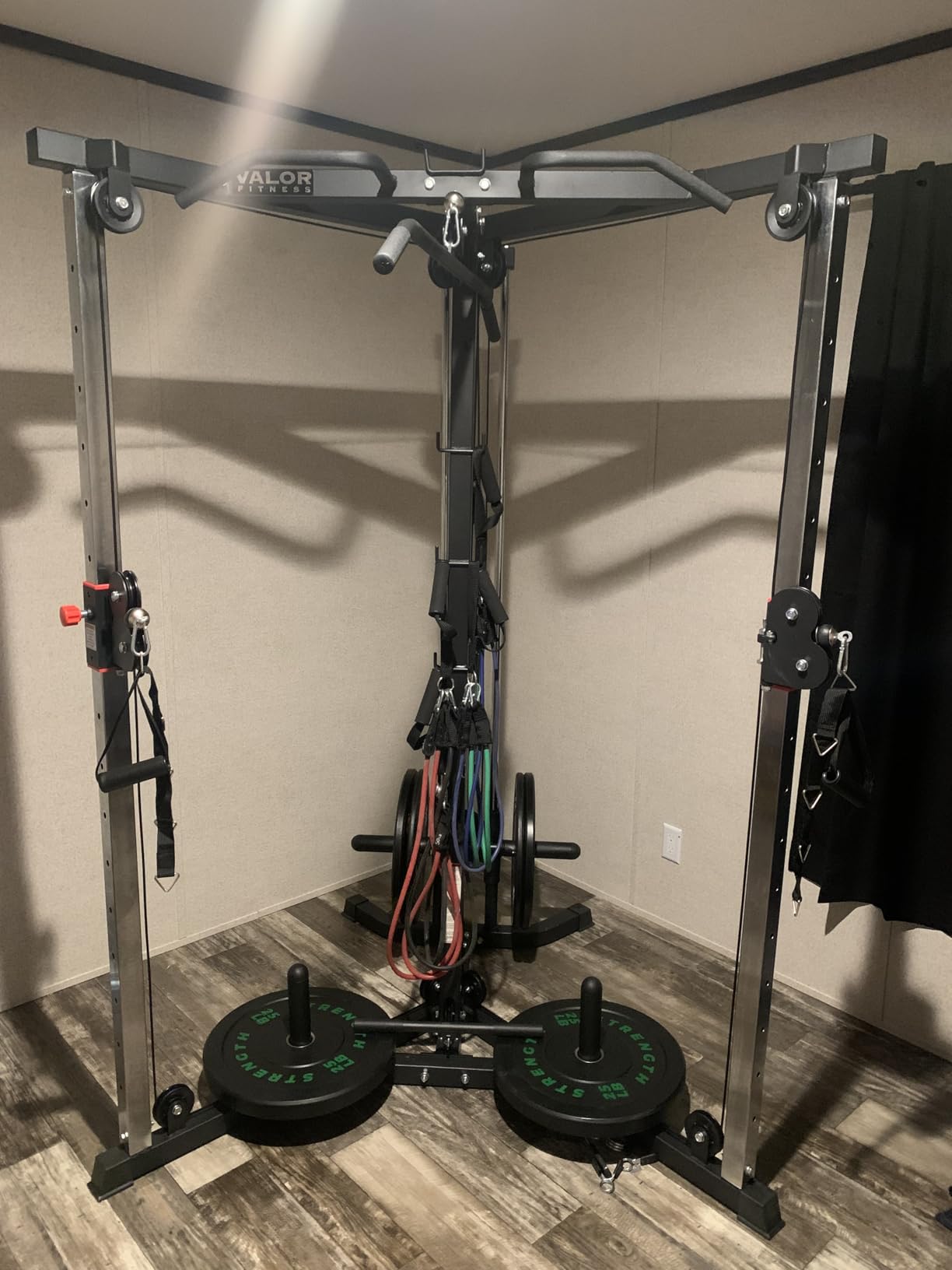 Valor Fitness Cable Crossover Machine - 17 Adjustable Positions with Pull Up Bars and Optional Bundle Attachments Max Weight 200 lb. Plate Loaded Pulley System for Home Gym Power Workout customer photo 1