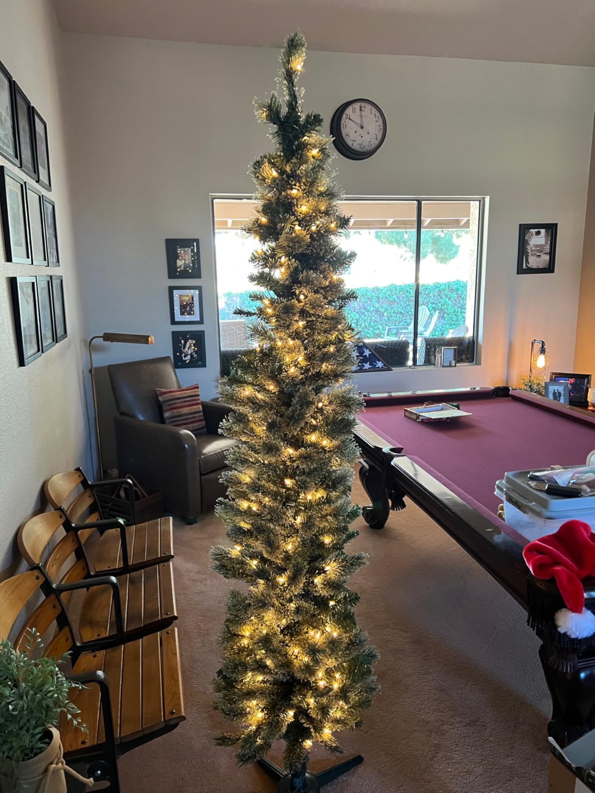 Stanley 7ft Pre-Lit Slim Pencil Christmas Tree, 350 Lights | Artificial Pine Tree with White Incandescent Lights and 335 Branch Tips - Indoor Holiday Decor customer photo 1