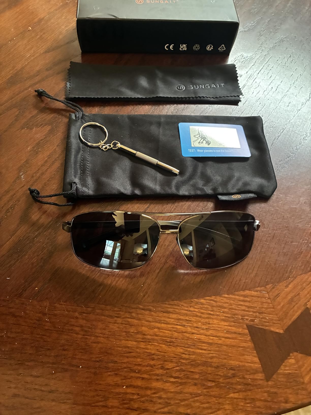 SUNGAIT Ultra Lightweight Rectangular Polarized Sunglasses Men UV400 Protection customer photo 1