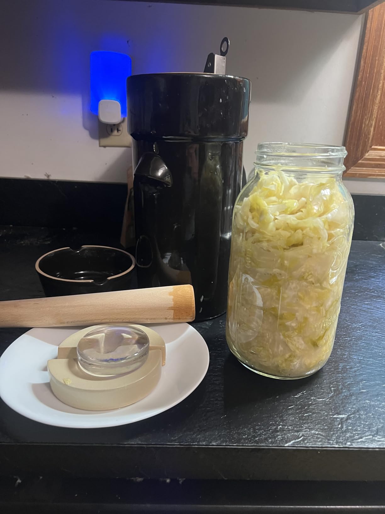 Fermentation Crock 1 Gallon - Sauerkraut Crock with Lid, Weights & Pounder - Ceramic Fermenting Crock Kit for Pickling Cabbage Kimchi Vegetables - 4 Liter Fermentation Jar - Stoneware Pickle Pot customer photo 1