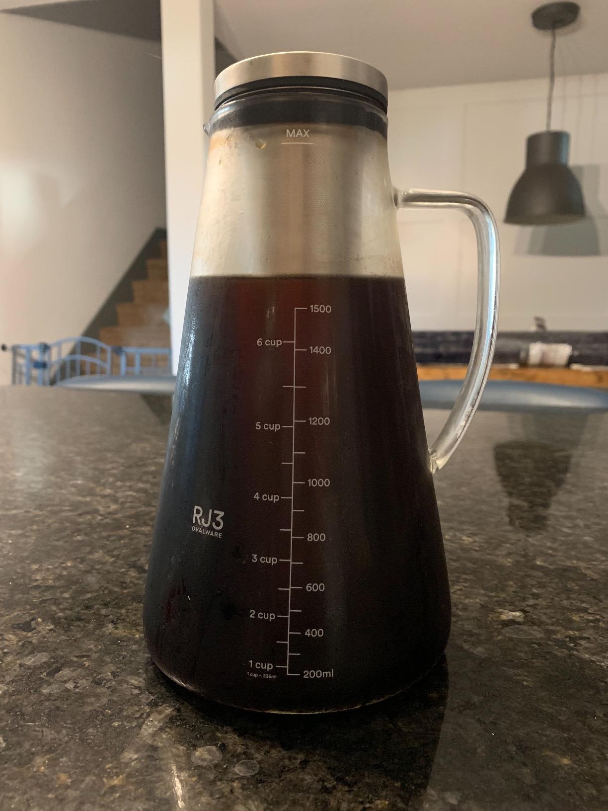 OVALWARE Airtight Cold Brew Iced Coffee Maker Pitcher (& Iced Tea Maker) with Spout - 1.5L/ 51oz Brewing Glass Carafe with Removable Stainless Steel Filter customer photo 1