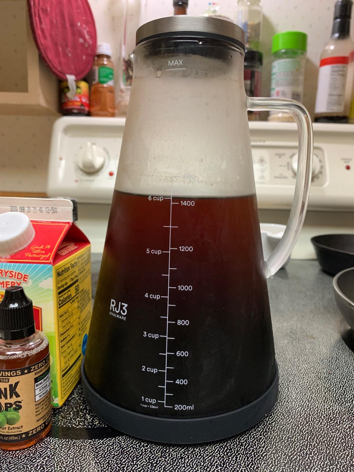 OVALWARE Airtight Cold Brew Iced Coffee Maker Pitcher (& Iced Tea Maker) with Spout - 1.5L/ 51oz Brewing Glass Carafe with Removable Stainless Steel Filter customer photo 2