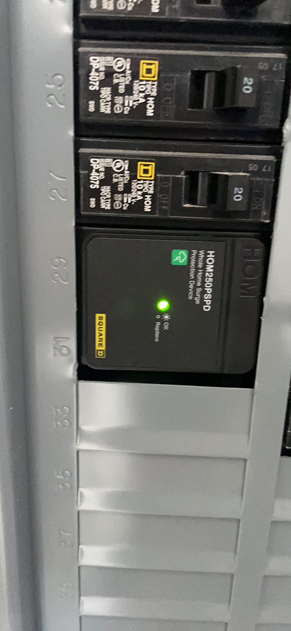Square D - HOM250PSPD Homeline Whole House Surge Protection Device, 50kA, 120/240V, 1-Phase, No Wiring, Plug-On Neutral customer photo 2